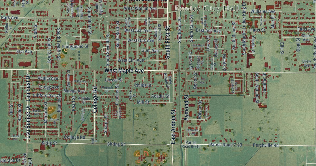 Map of Eunice, Louisiana in 2026