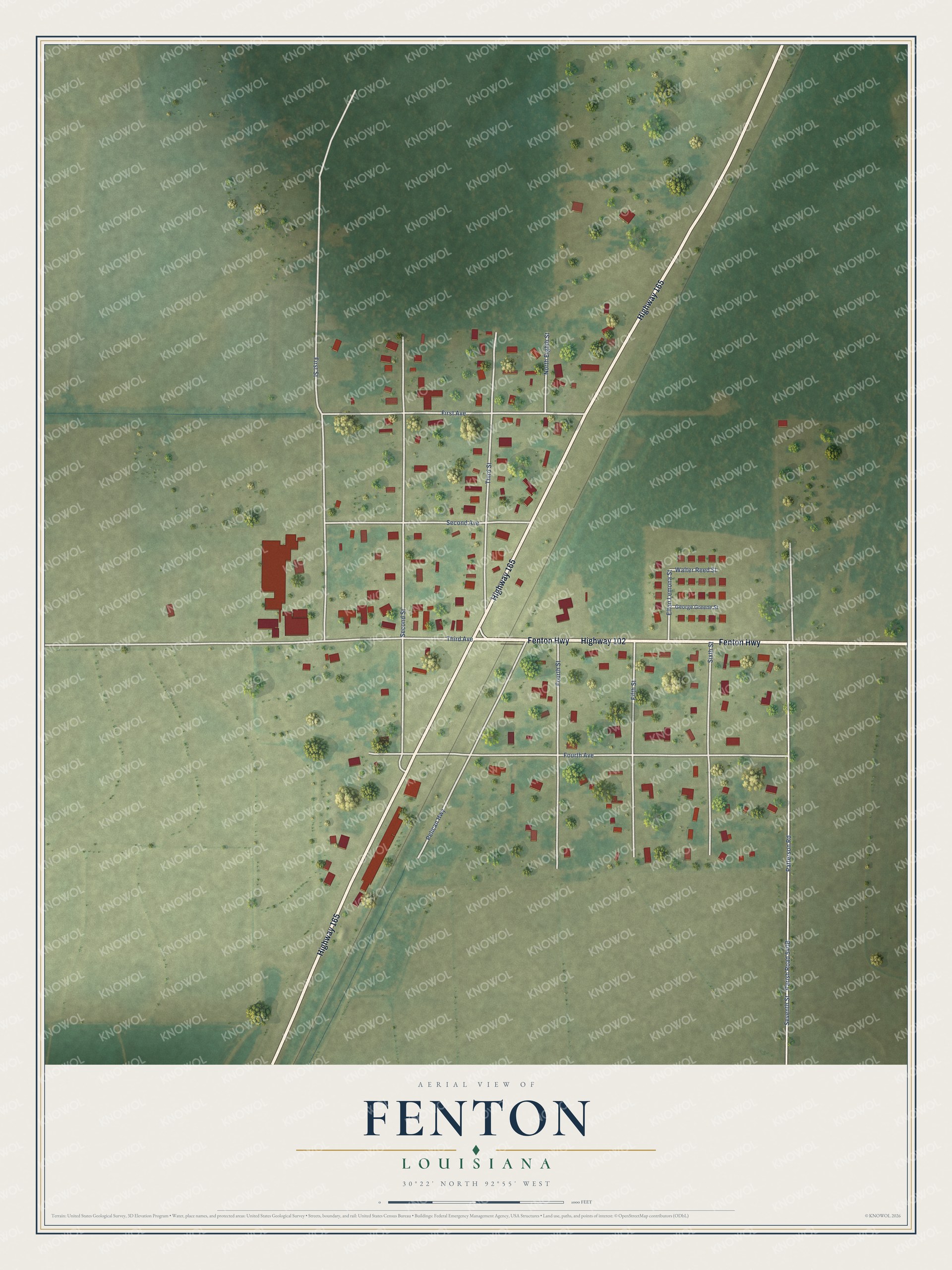 Watermarked full-map preview of Fenton, Louisiana