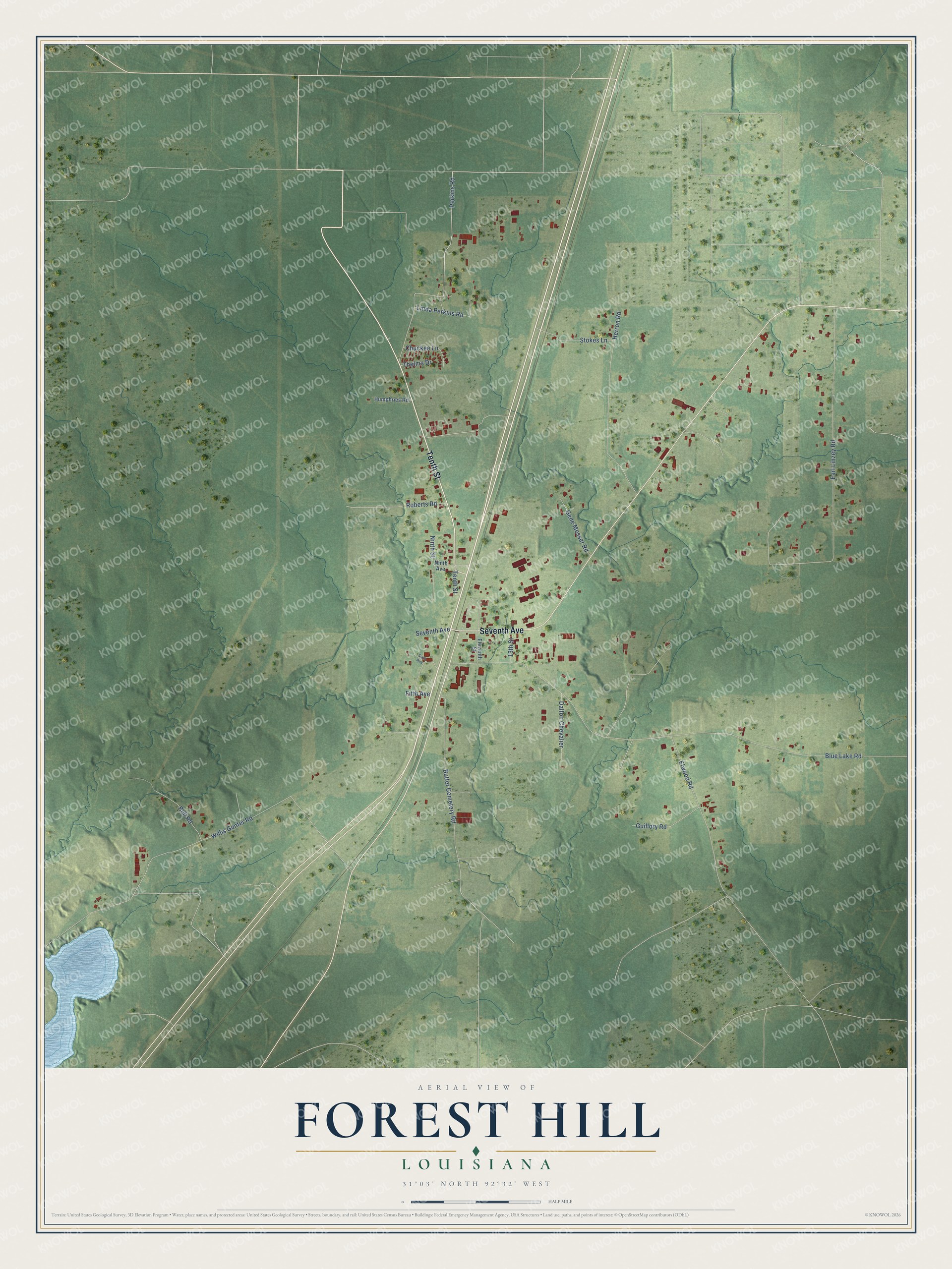 Watermarked full-map preview of Forest Hill, Louisiana