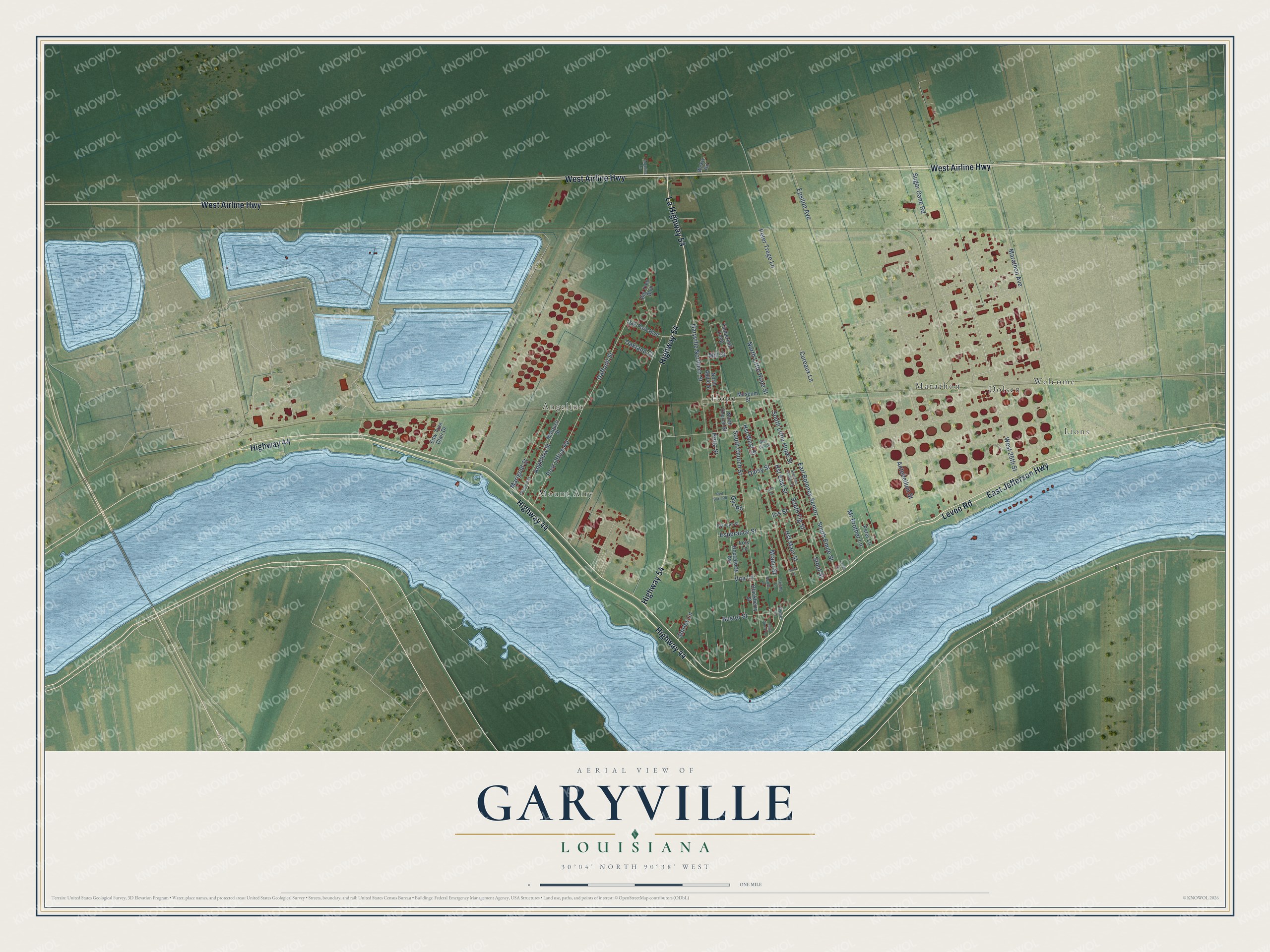 Watermarked full-map preview of Garyville, Louisiana