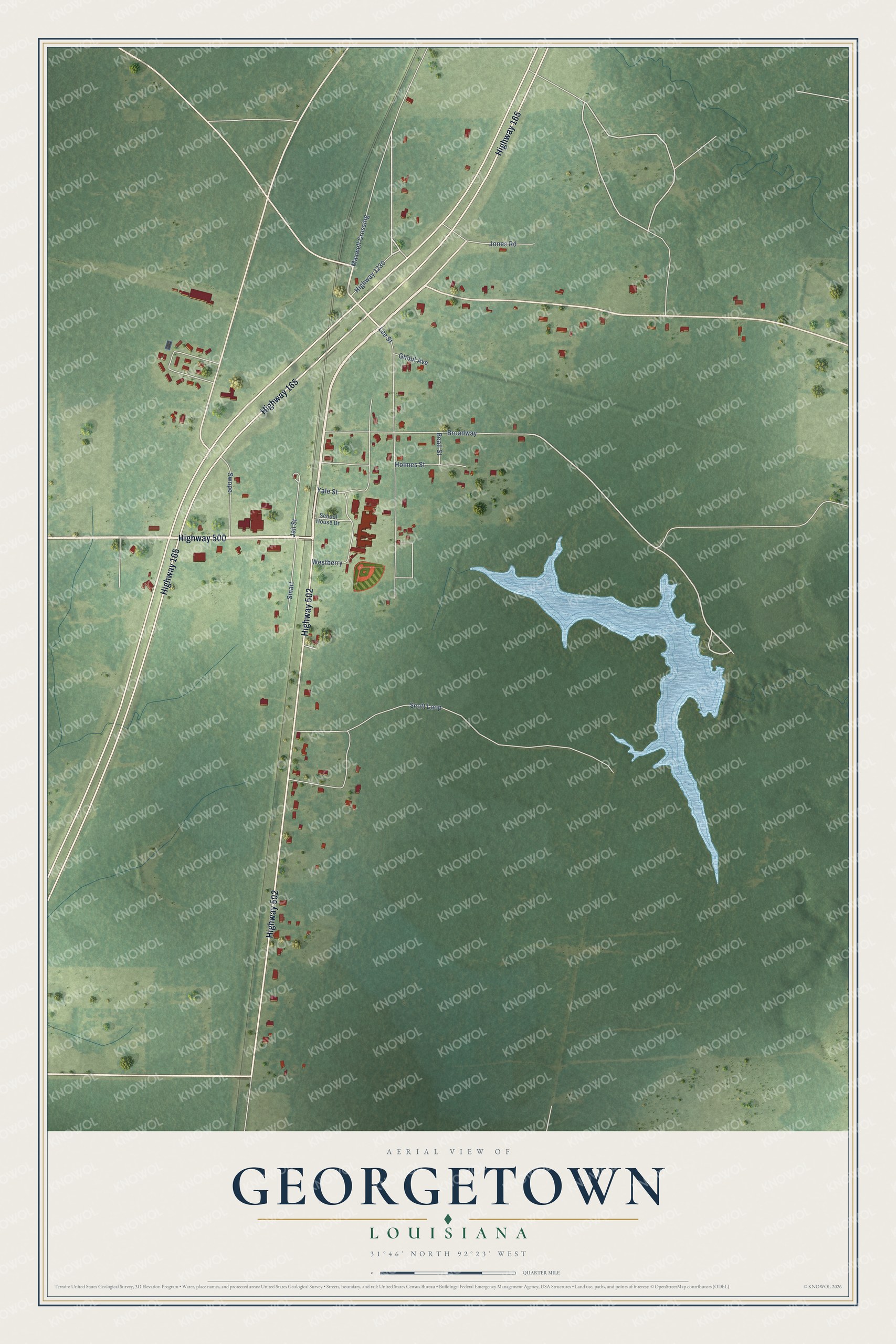 Watermarked full-map preview of Georgetown, Louisiana