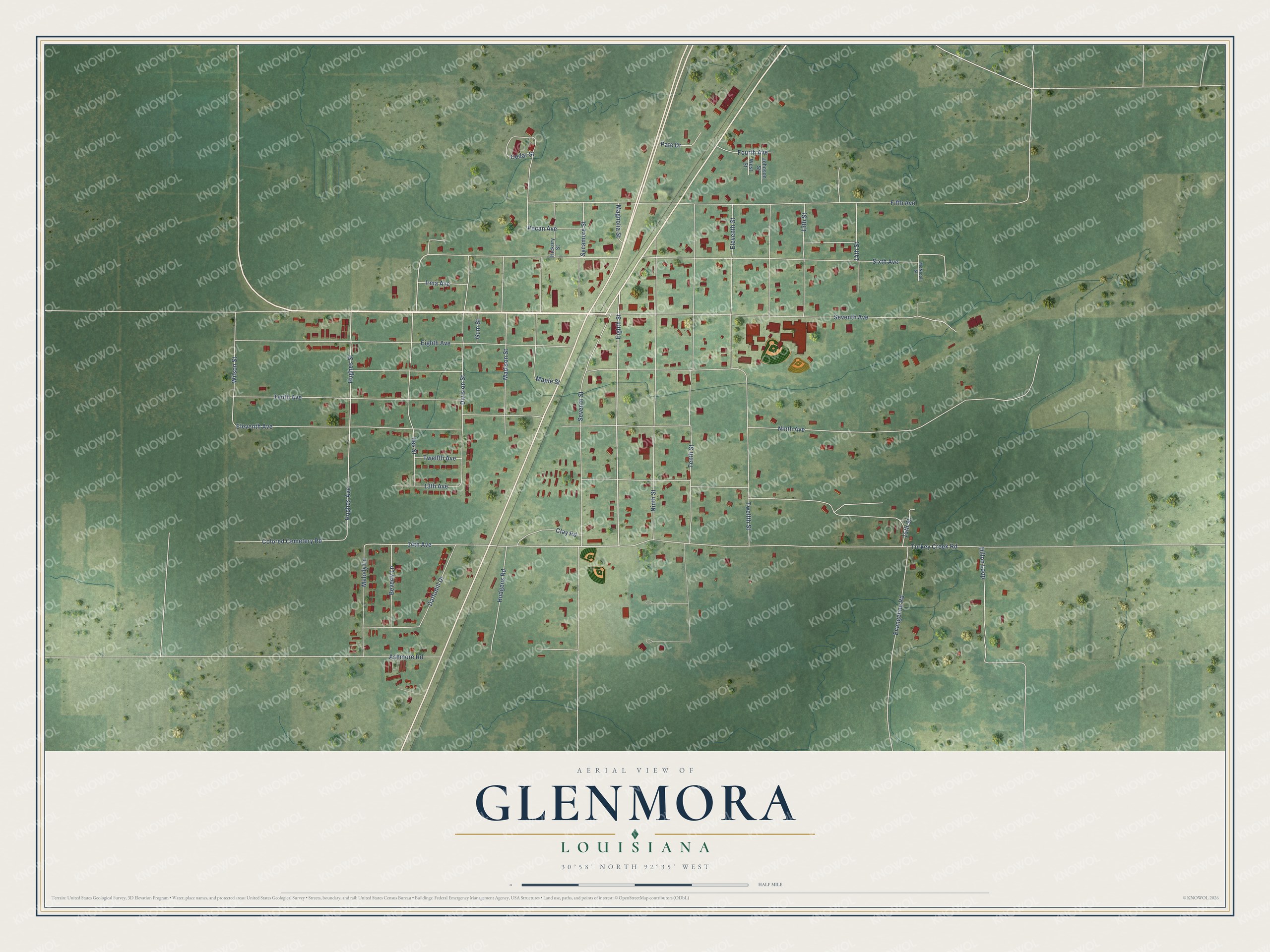 Watermarked full-map preview of Glenmora, Louisiana