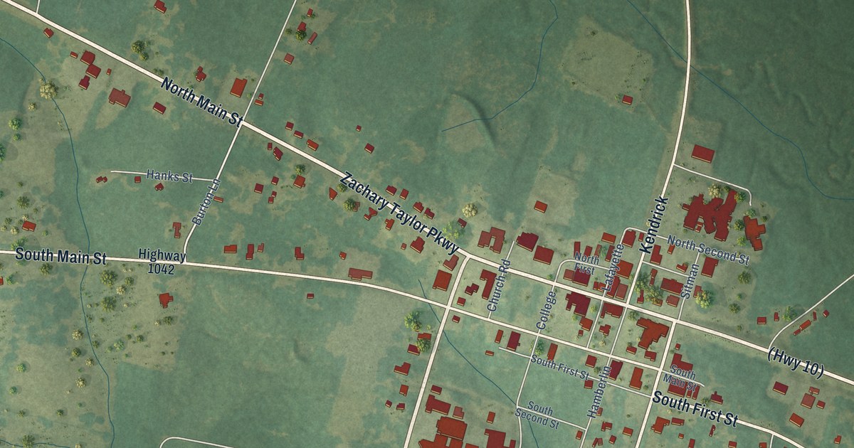 Map of Greensburg, Louisiana in 2026