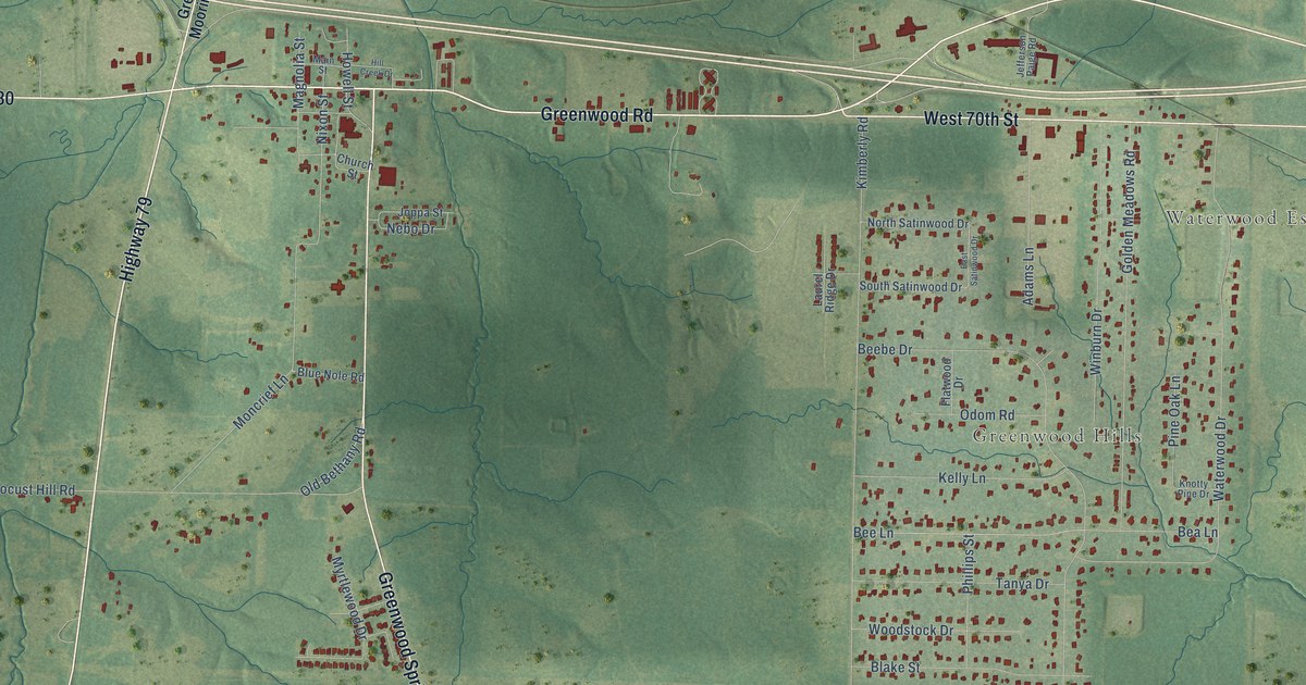 Map of Greenwood, Louisiana in 2026