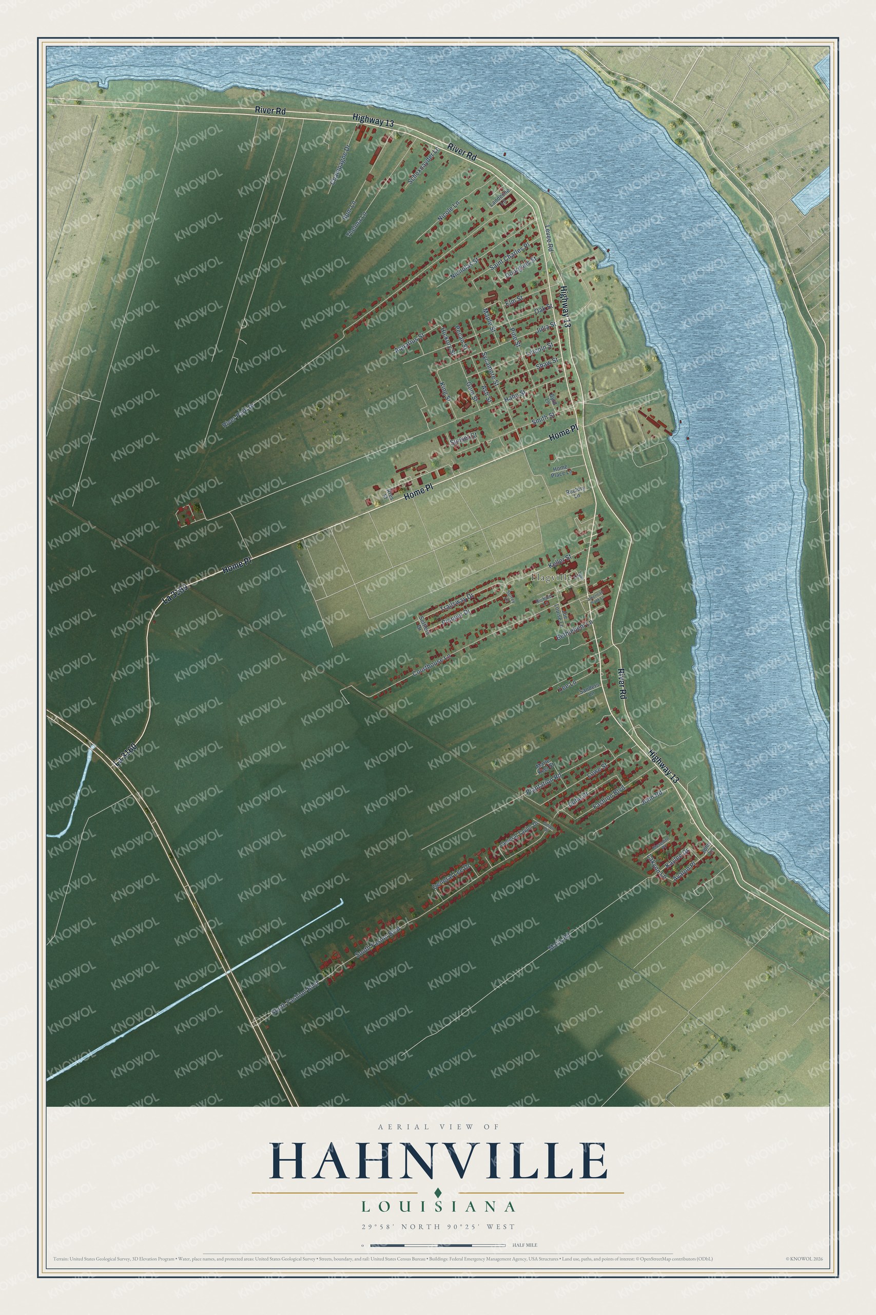 Watermarked full-map preview of Hahnville, Louisiana