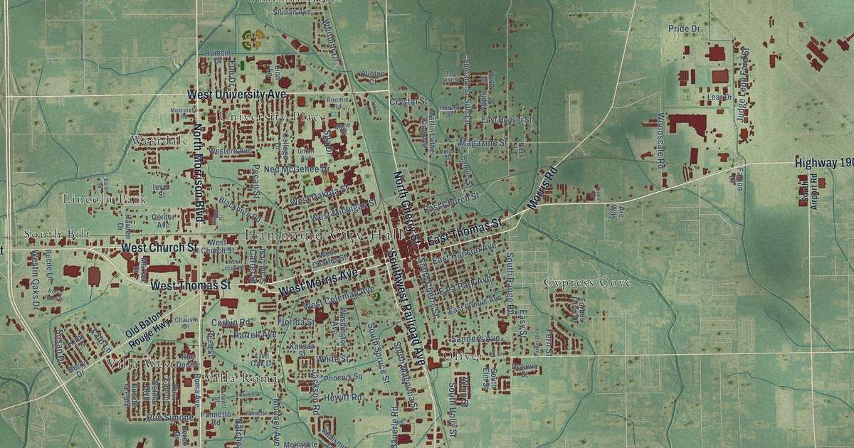 Map of Hammond, Louisiana in 2026