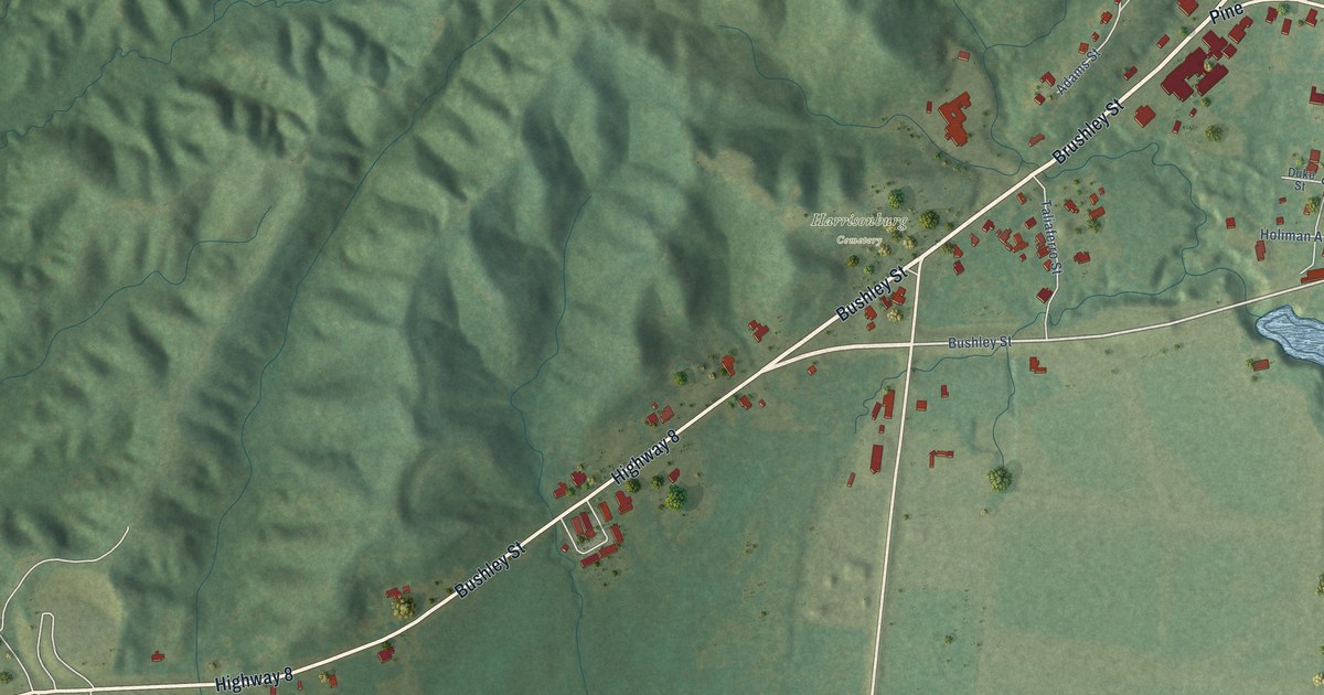 Map of Harrisonburg, Louisiana in 2026