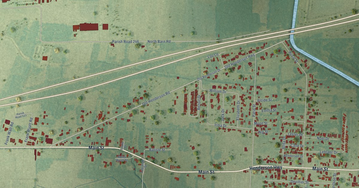 Map of Henderson, Louisiana in 2026