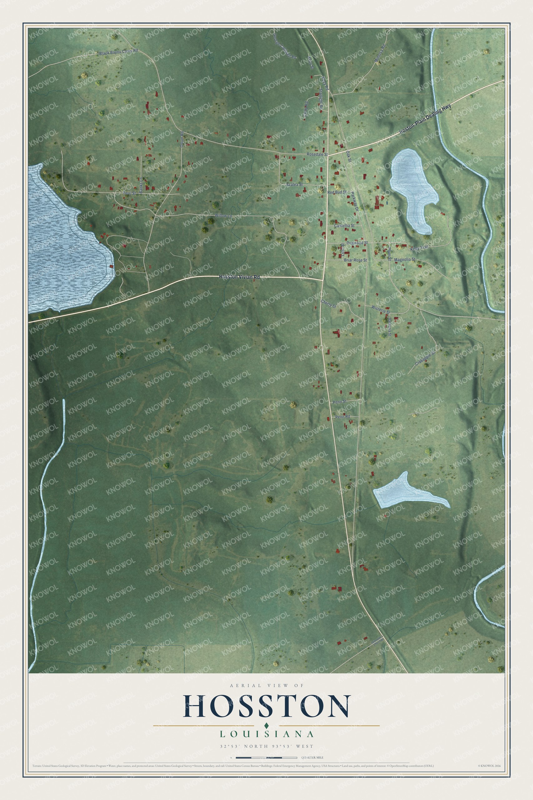 Watermarked full-map preview of Hosston, Louisiana