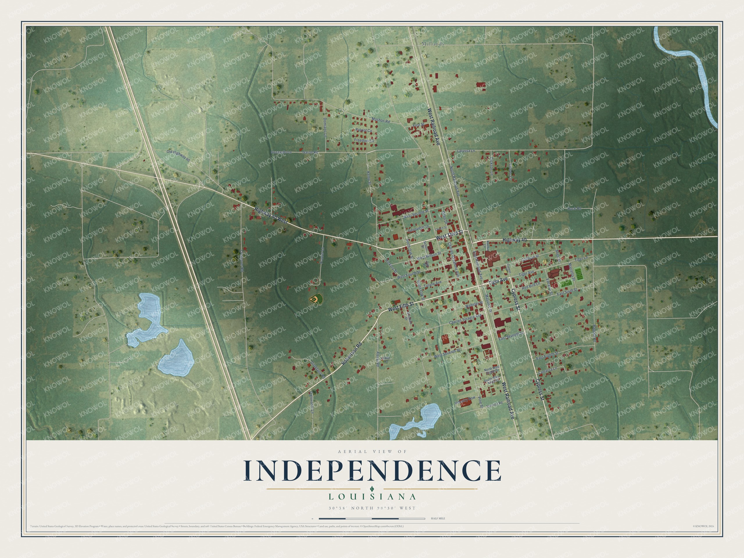 Watermarked full-map preview of Independence, Louisiana