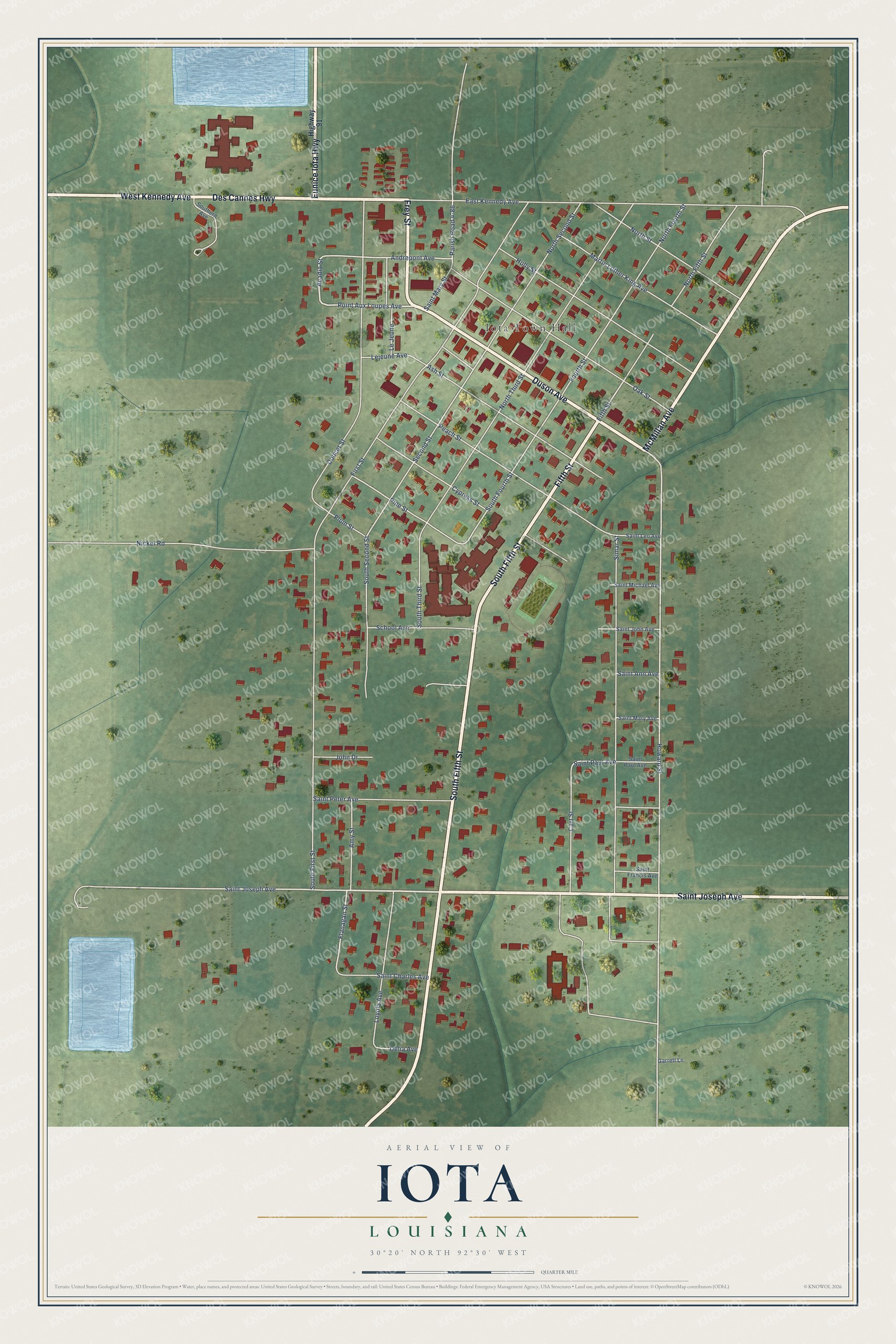 Watermarked full-map preview of Iota, Louisiana