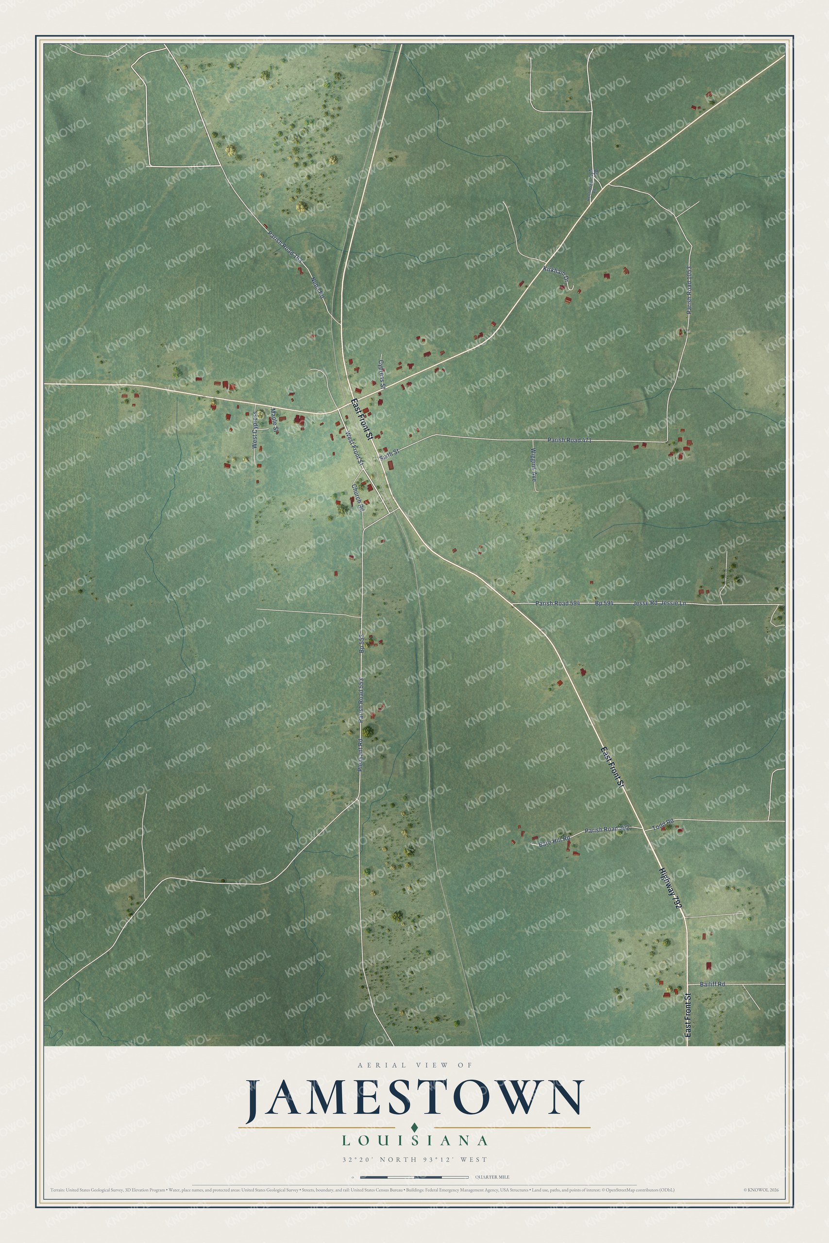 Watermarked full-map preview of Jamestown, Louisiana