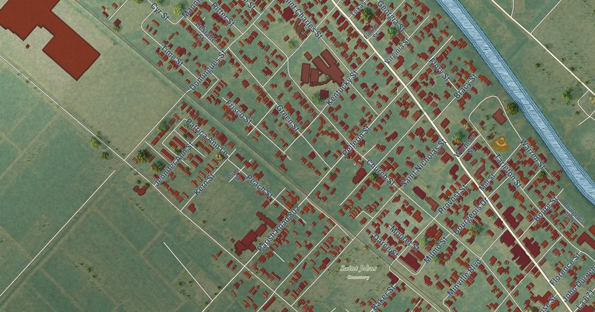 Map of Jeanerette, Louisiana in 2026