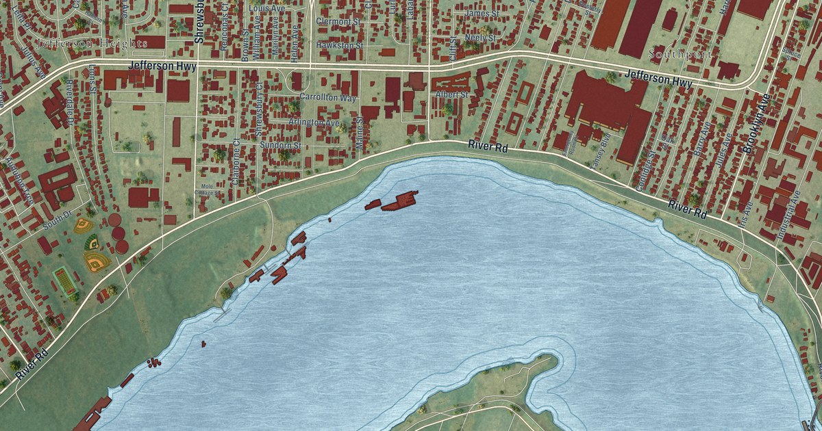 Map of Jefferson, Louisiana in 2026