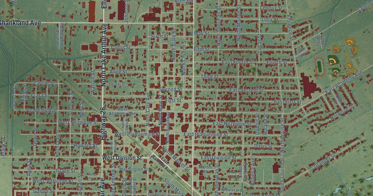 Map of Jennings, Louisiana in 2026