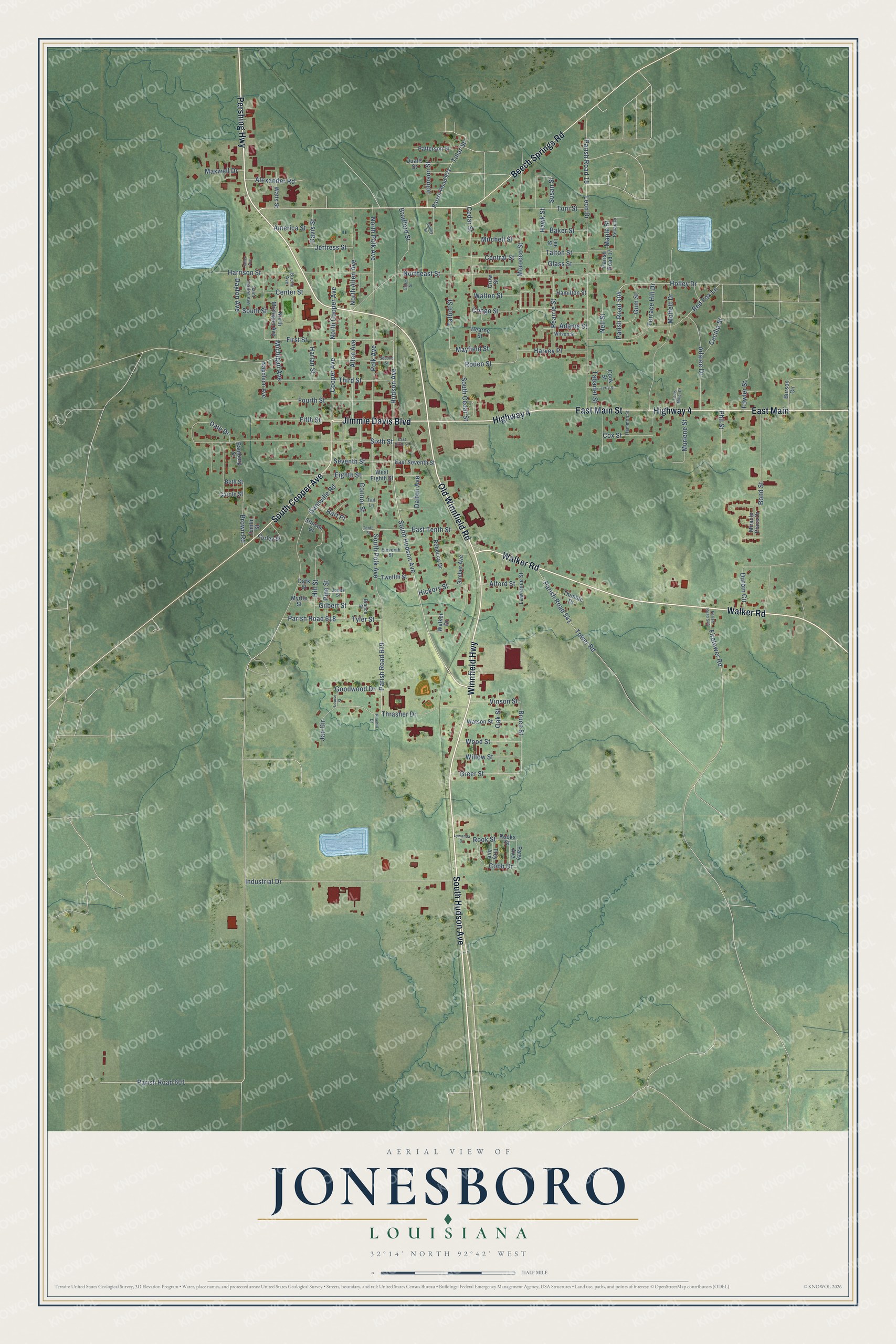 Watermarked full-map preview of Jonesboro, Louisiana