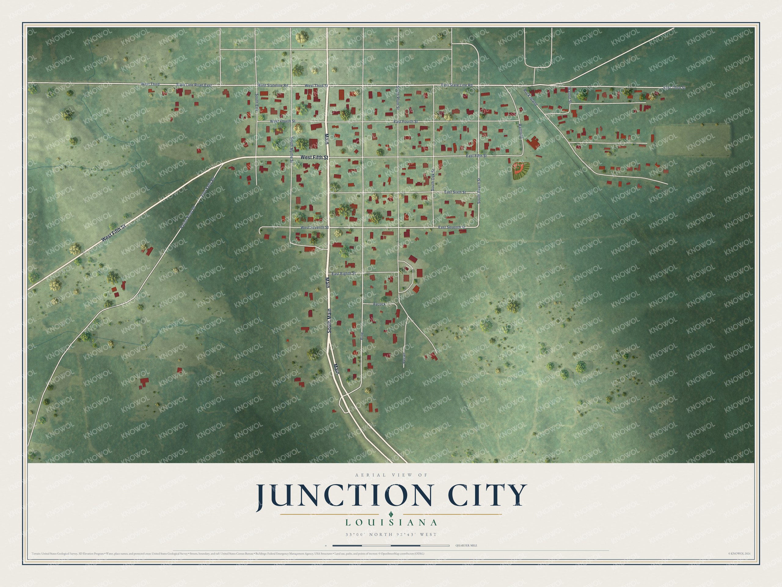 Watermarked full-map preview of Junction City, Louisiana