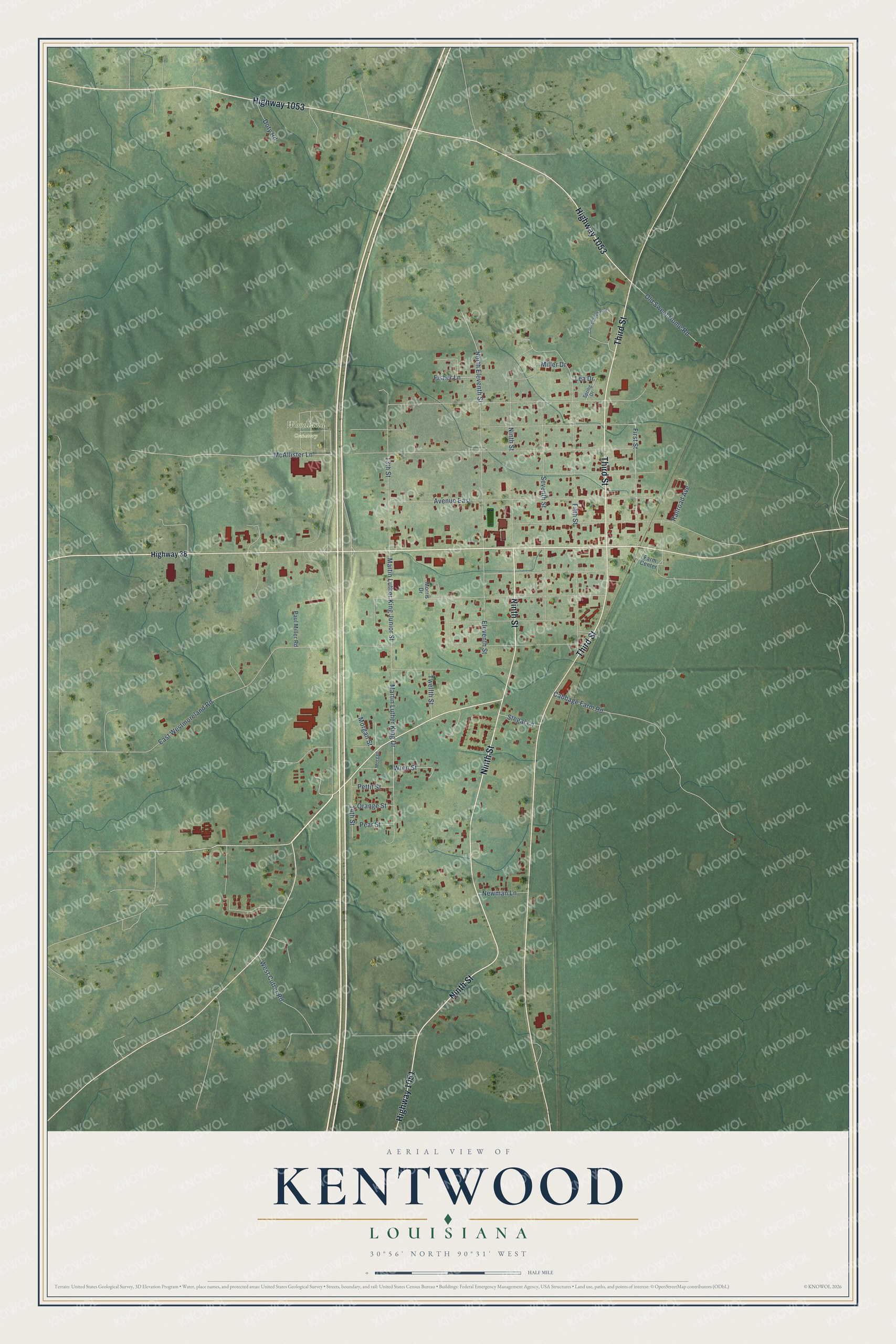 Watermarked full-map preview of Kentwood, Louisiana