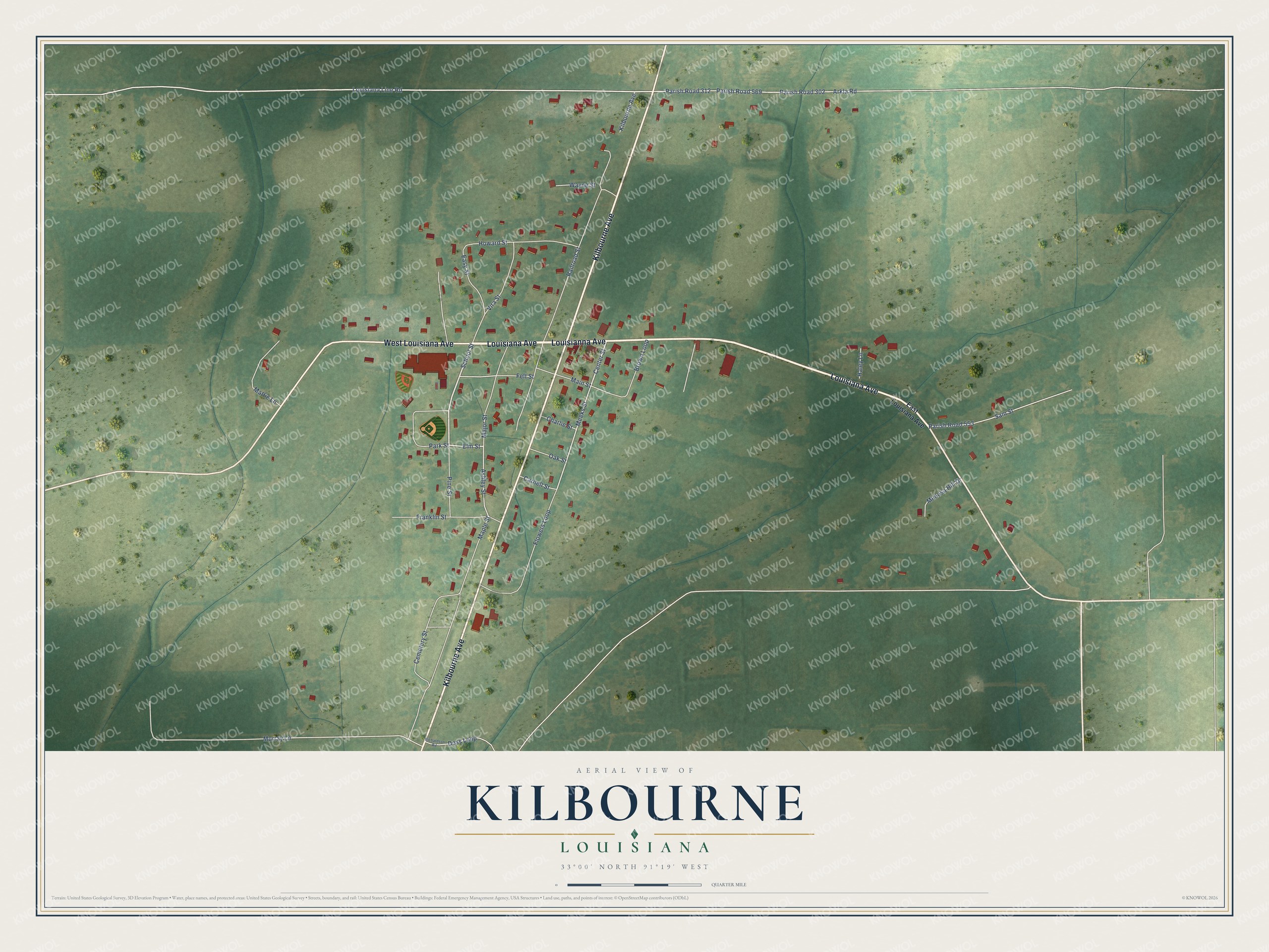 Watermarked full-map preview of Kilbourne, Louisiana