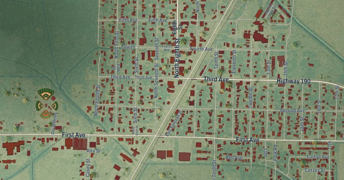 Map of Kinder, Louisiana in 2026