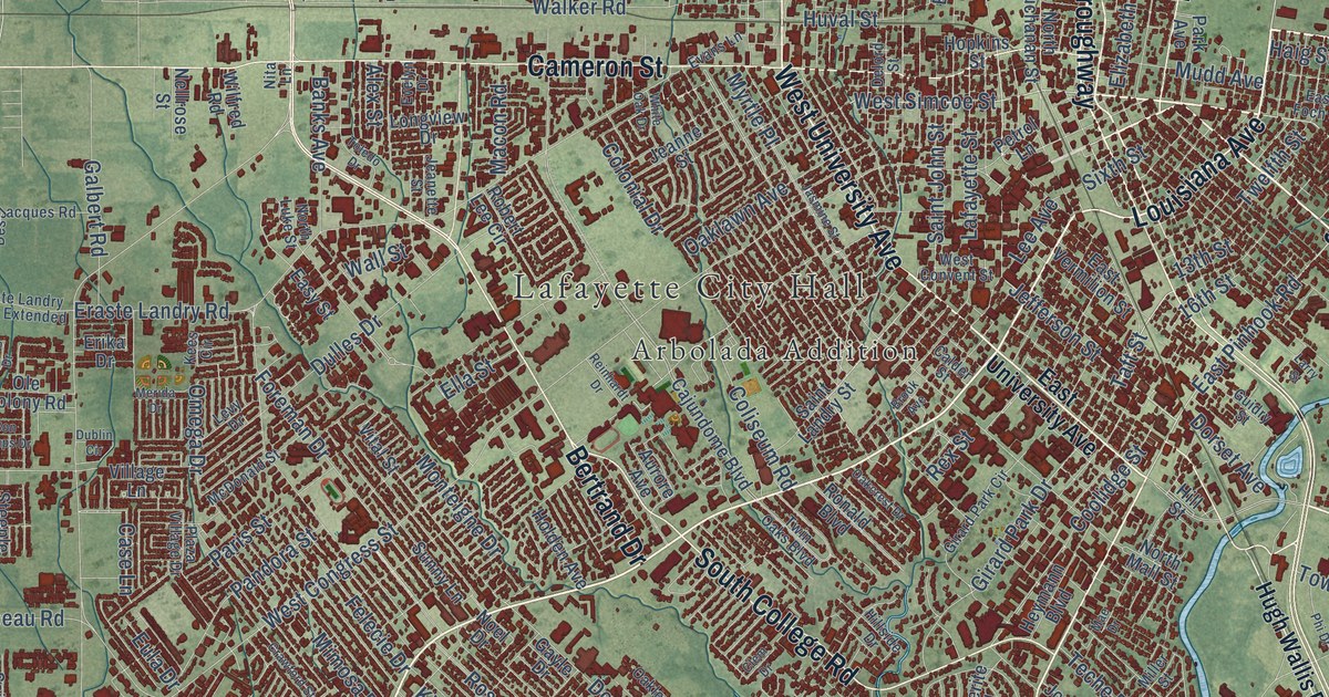 Map of Lafayette, Louisiana in 2026