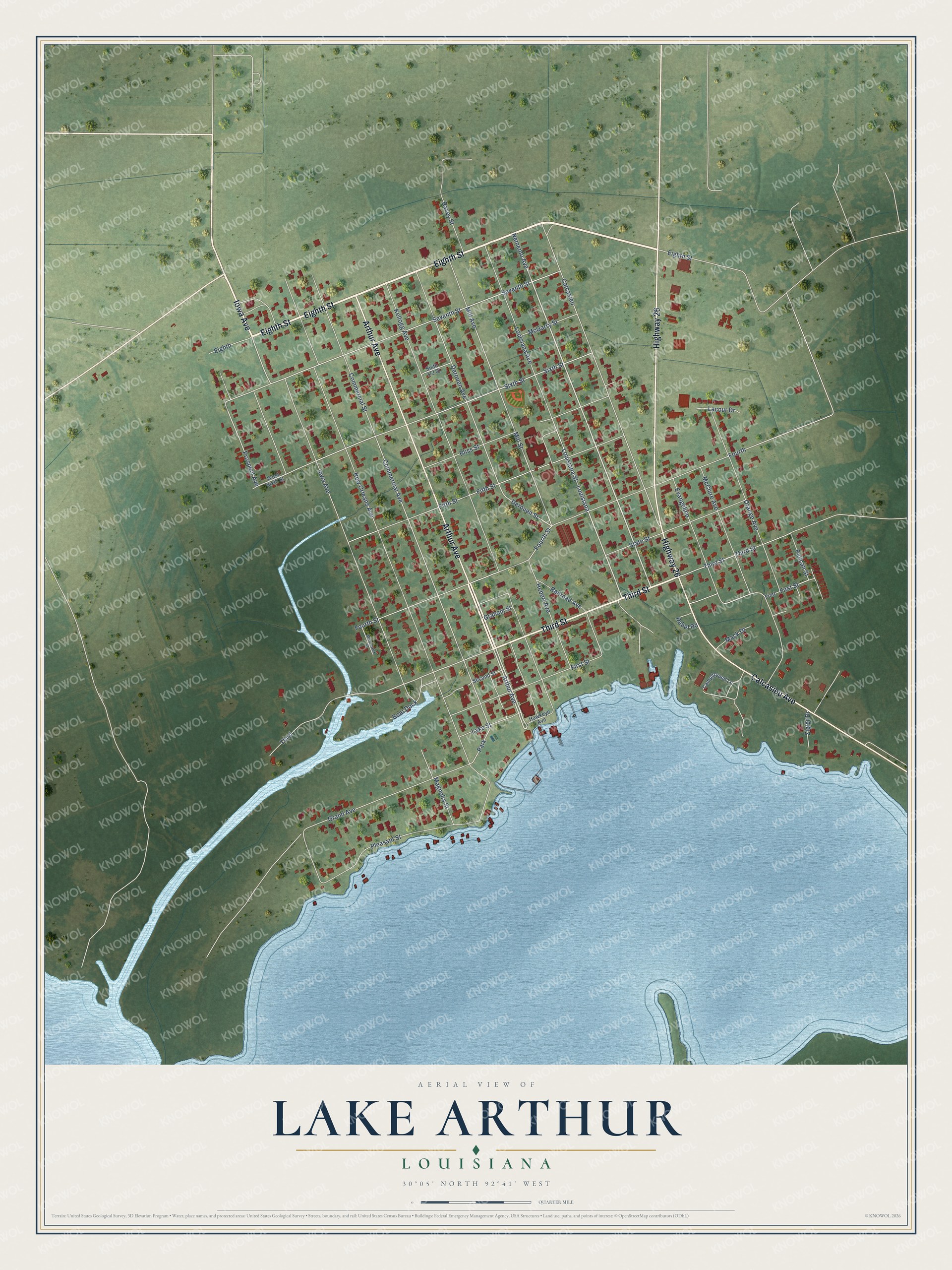 Watermarked full-map preview of Lake Arthur, Louisiana