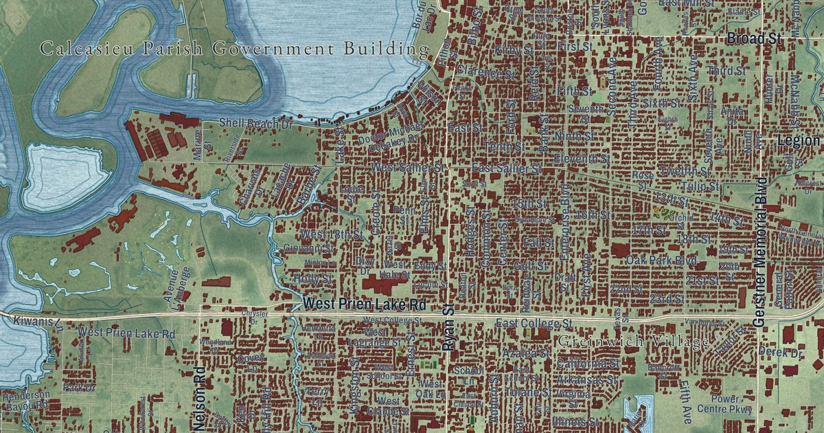 Map of Lake Charles, Louisiana in 2026