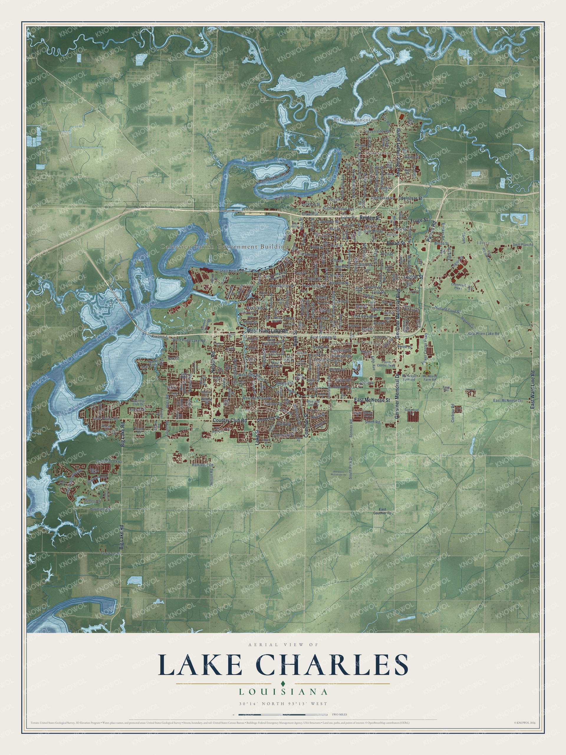 Watermarked full-map preview of Lake Charles, Louisiana
