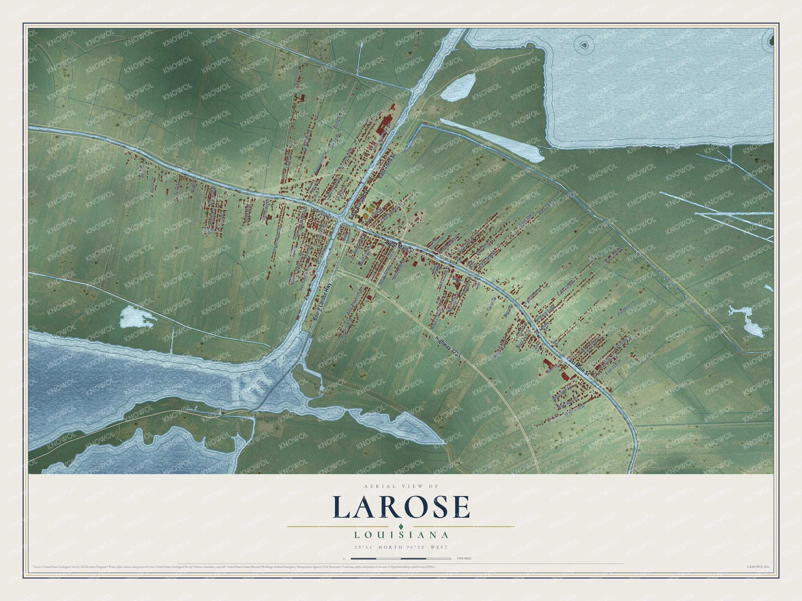 Watermarked full-map preview of Larose, Louisiana