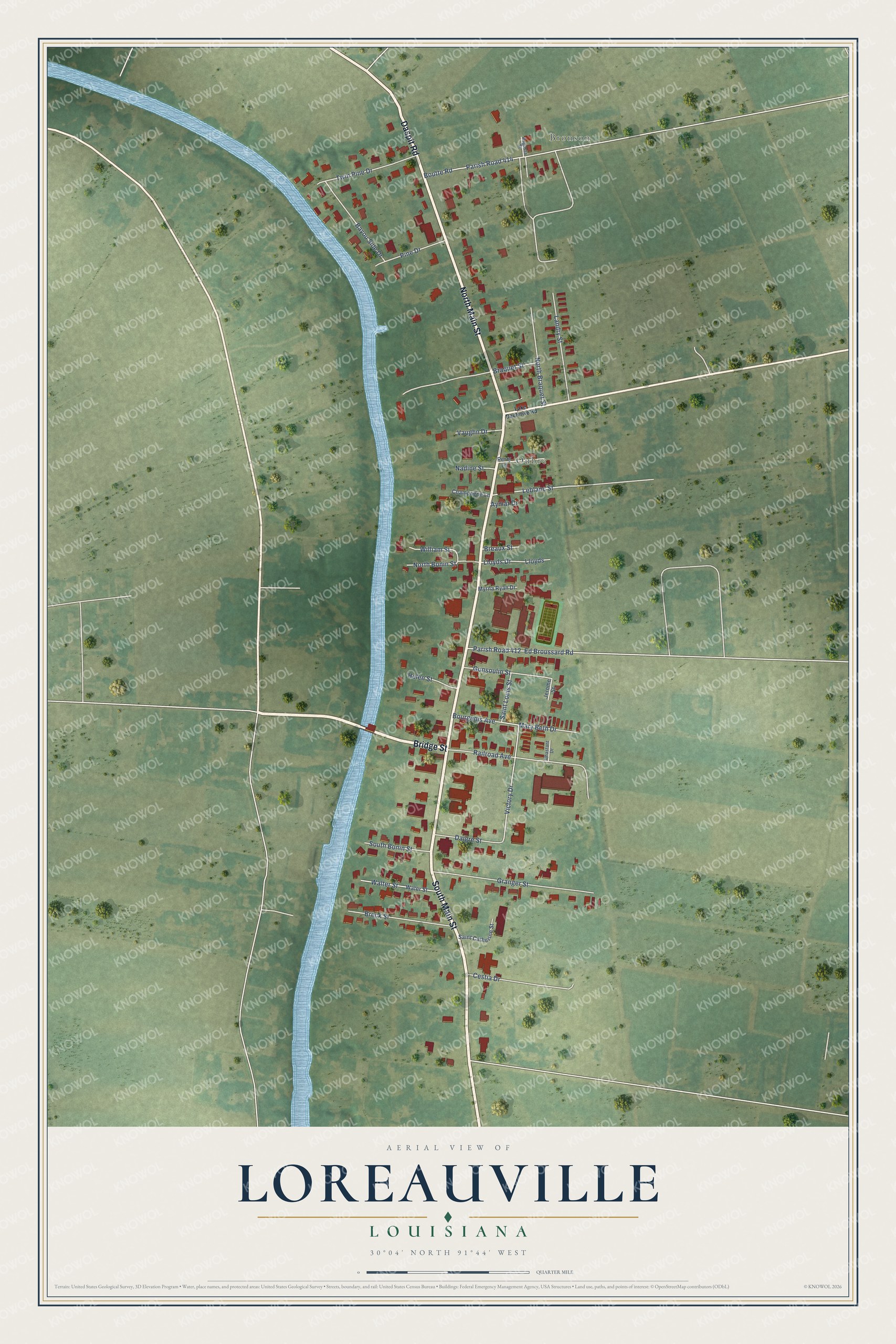 Watermarked full-map preview of Loreauville, Louisiana