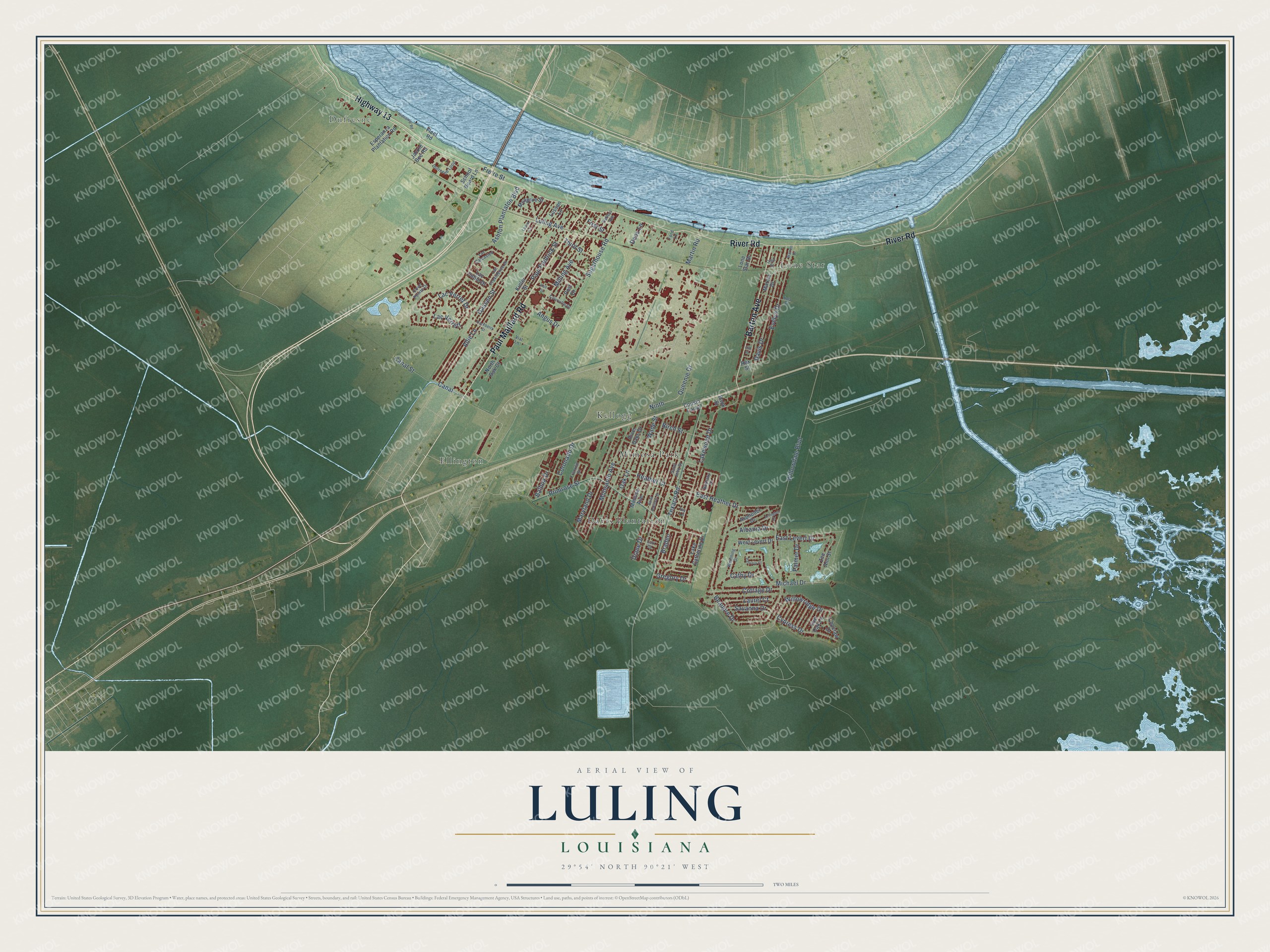 Watermarked full-map preview of Luling, Louisiana