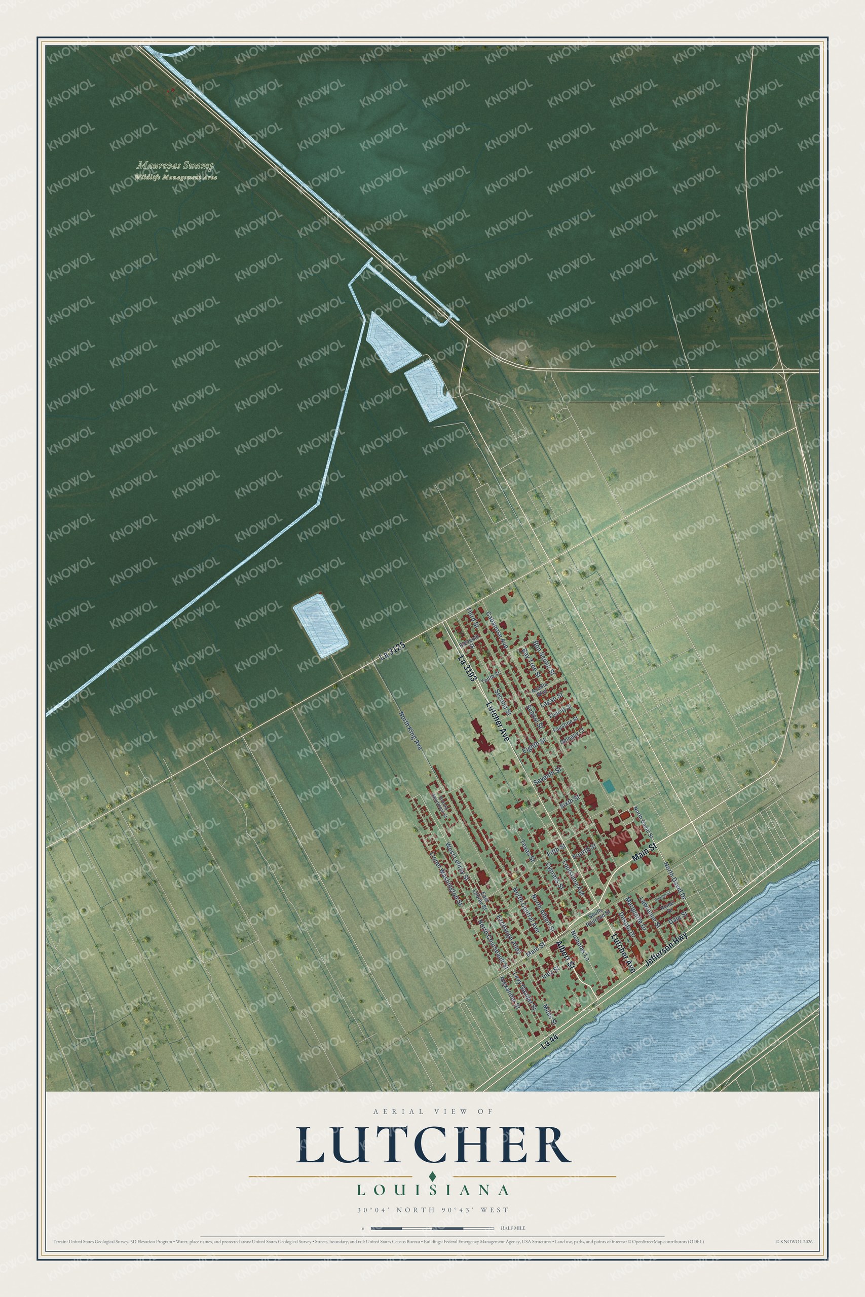 Watermarked full-map preview of Lutcher, Louisiana