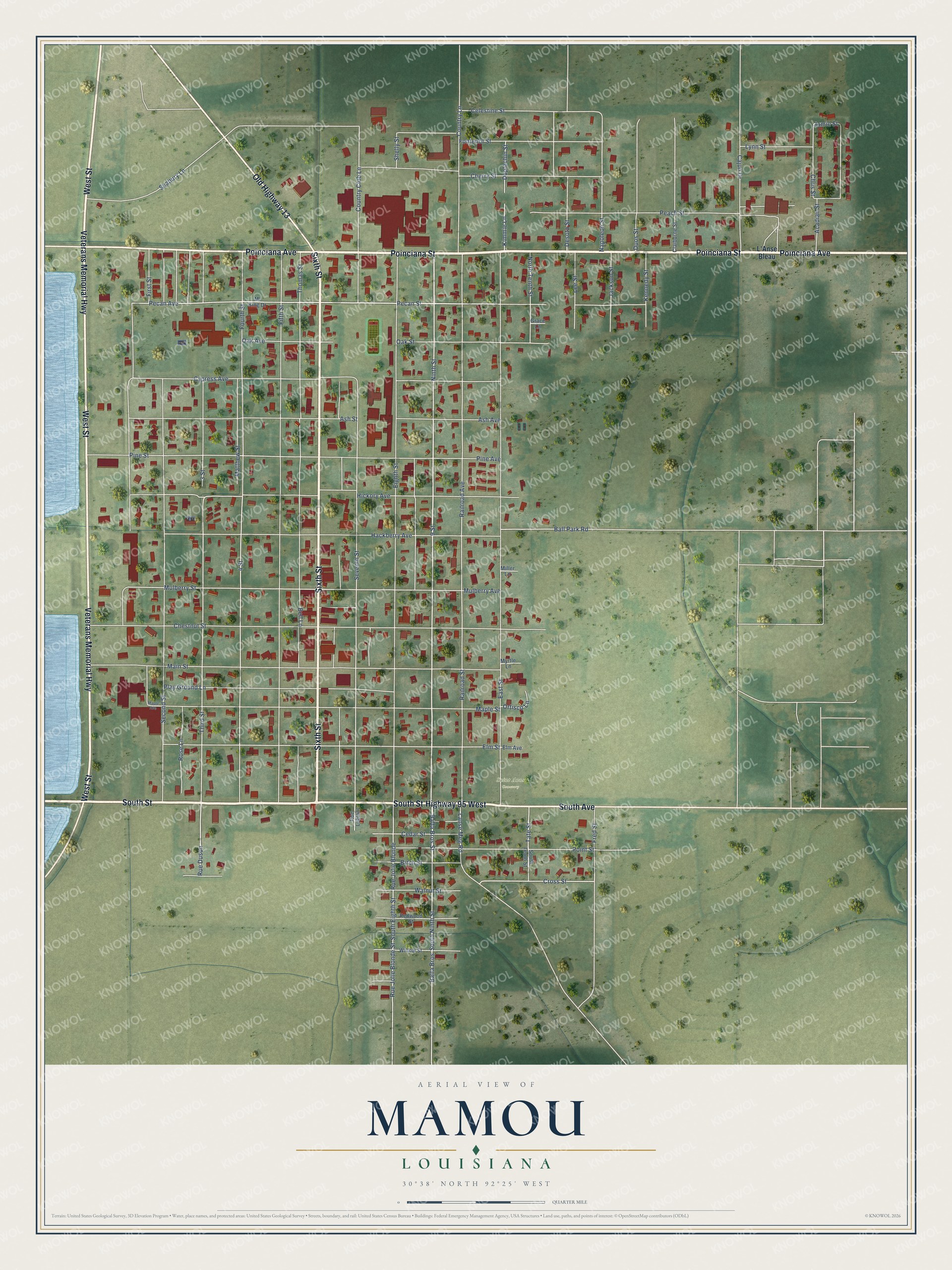 Watermarked full-map preview of Mamou, Louisiana