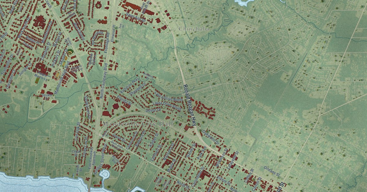 Map of Mandeville, Louisiana in 2026