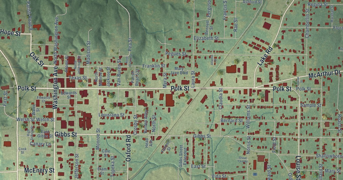 Map of Mansfield, Louisiana in 2026