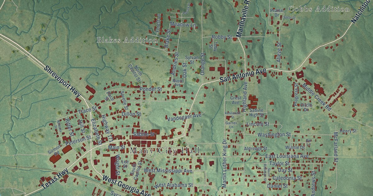 Map of Many, Louisiana in 2026