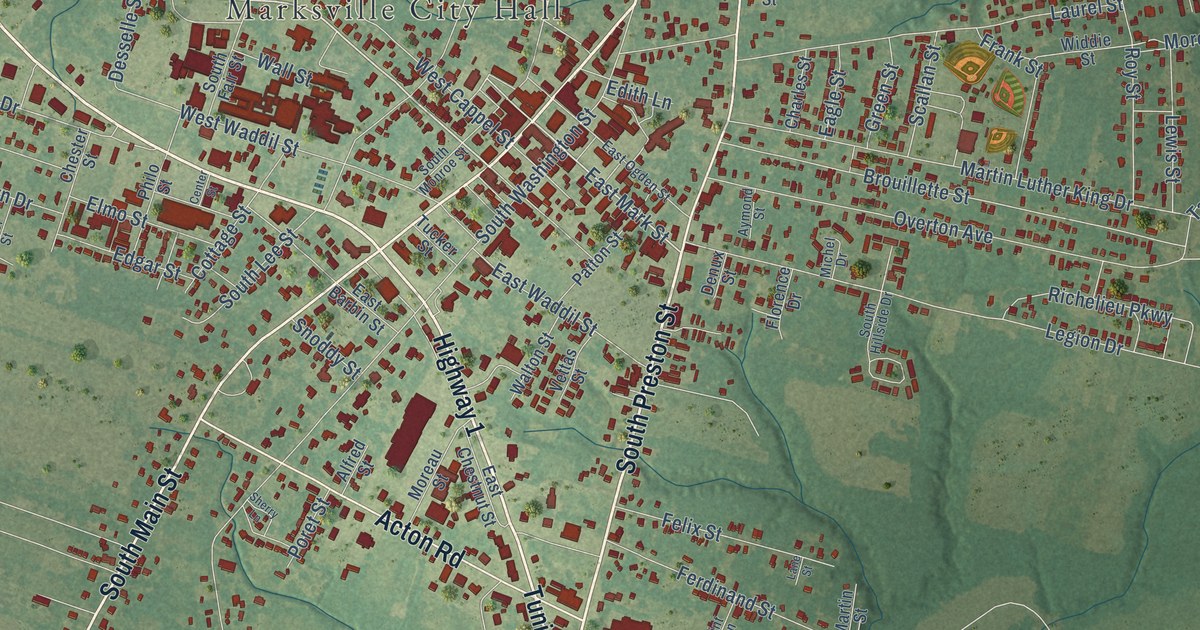 Map of Marksville, Louisiana in 2026
