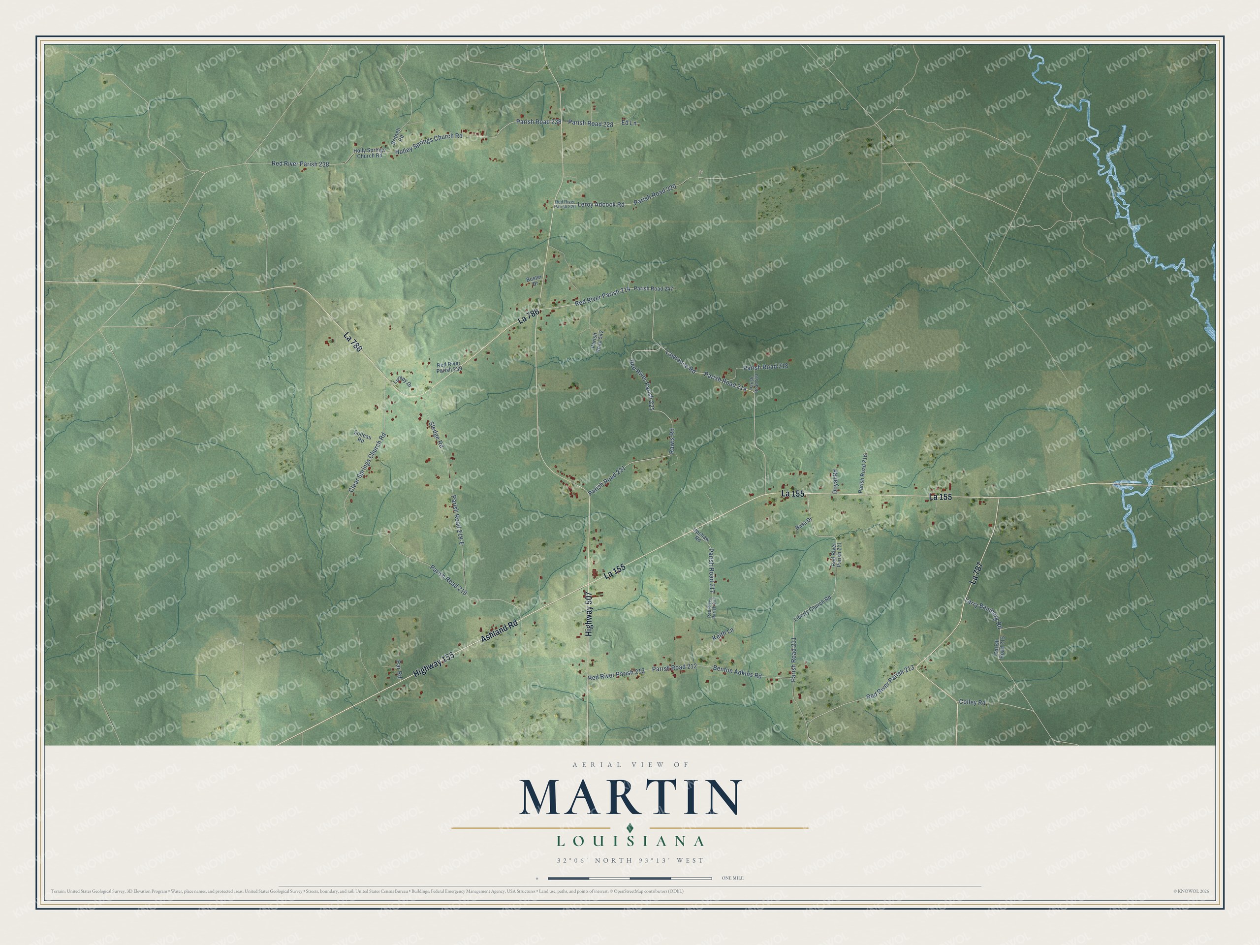 Watermarked full-map preview of Martin, Louisiana