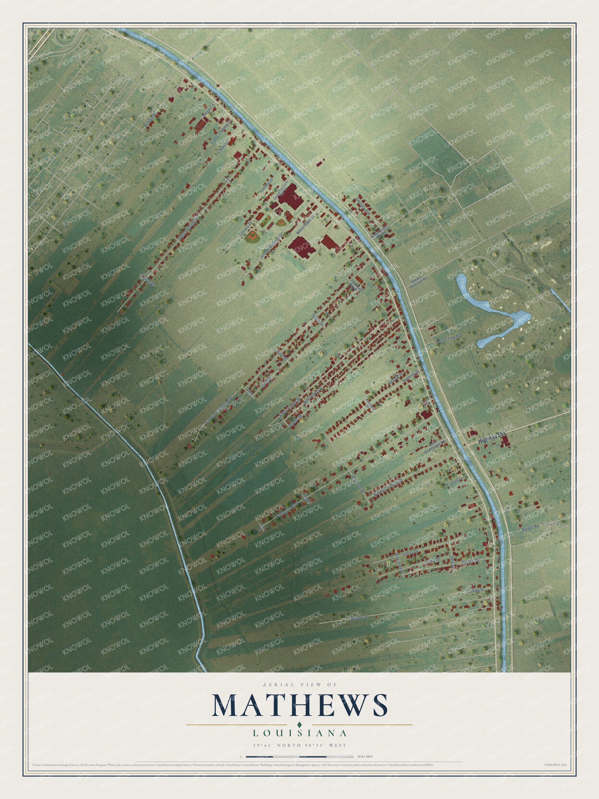 Watermarked full-map preview of Mathews, Louisiana