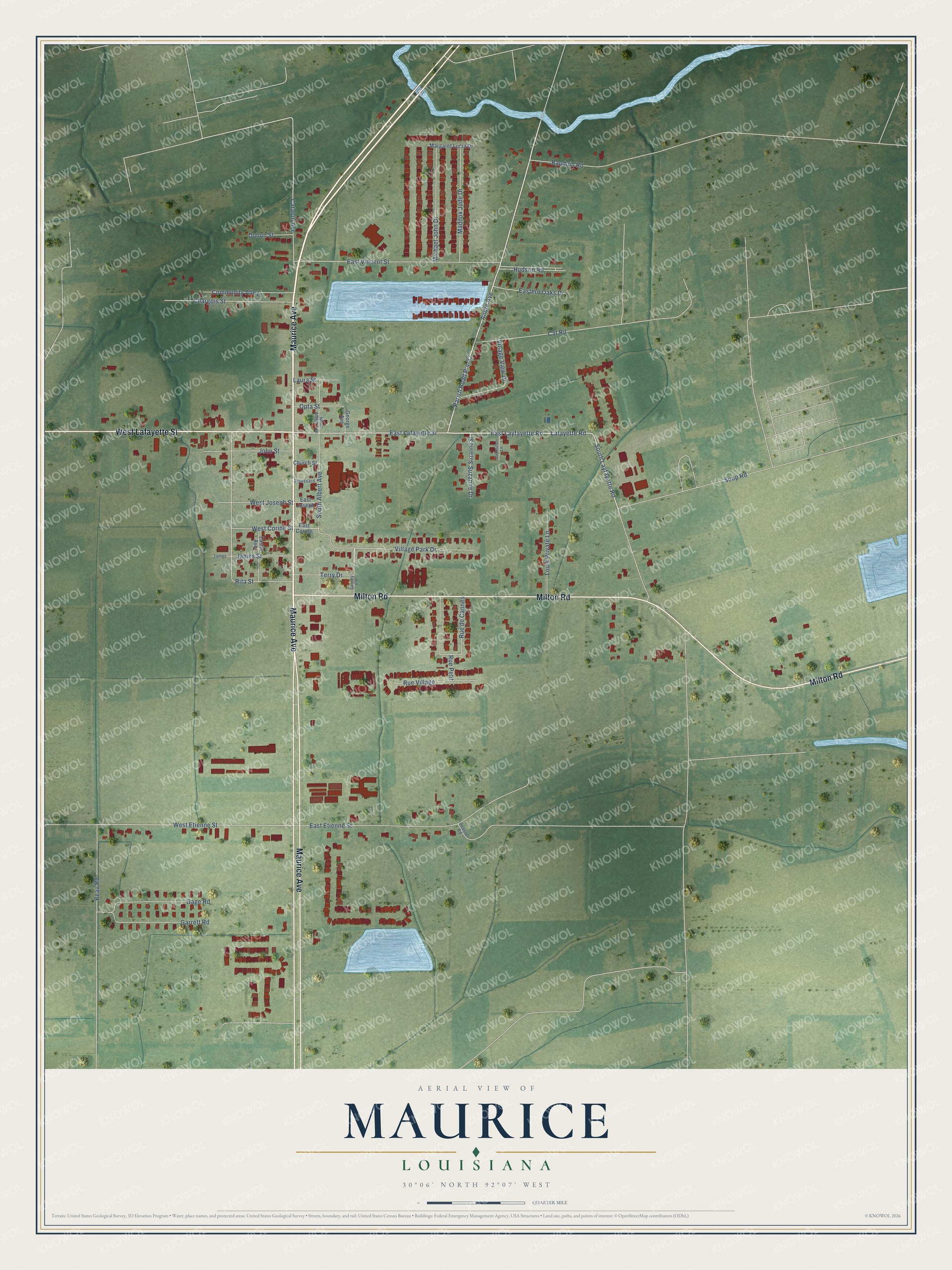 Watermarked full-map preview of Maurice, Louisiana