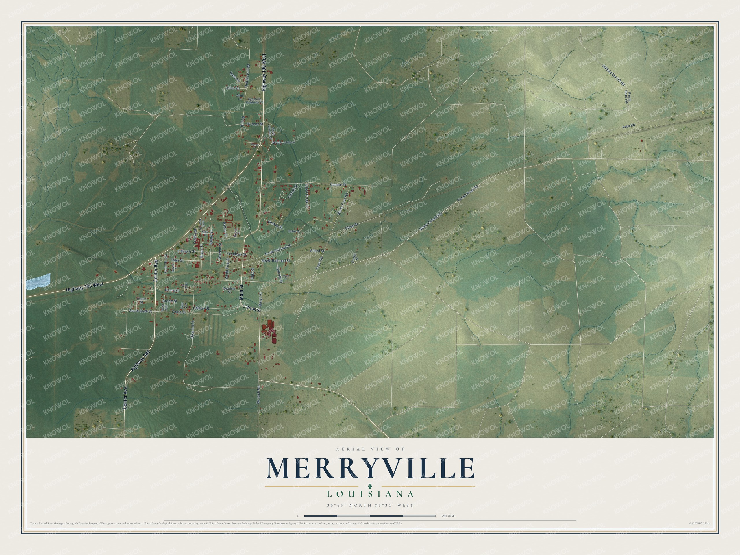 Watermarked full-map preview of Merryville, Louisiana