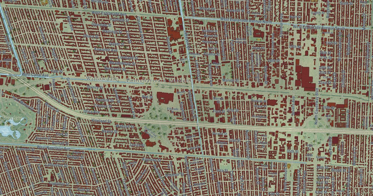 Map of Metairie, Louisiana in 2026