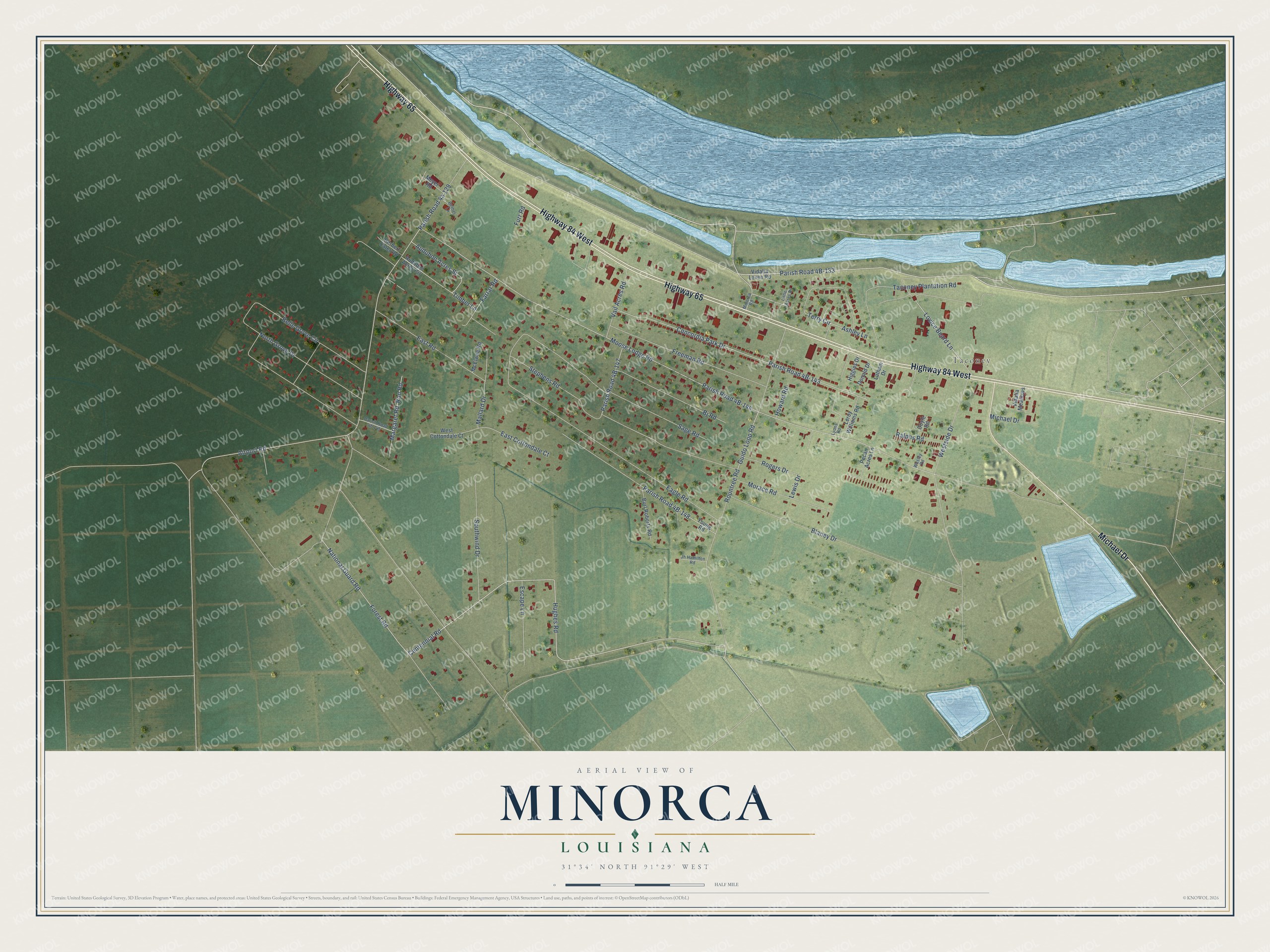 Watermarked full-map preview of Minorca, Louisiana