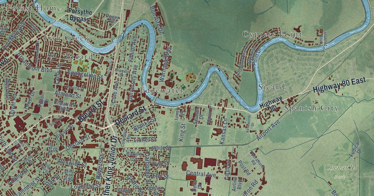 Map of Monroe, Louisiana in 2026
