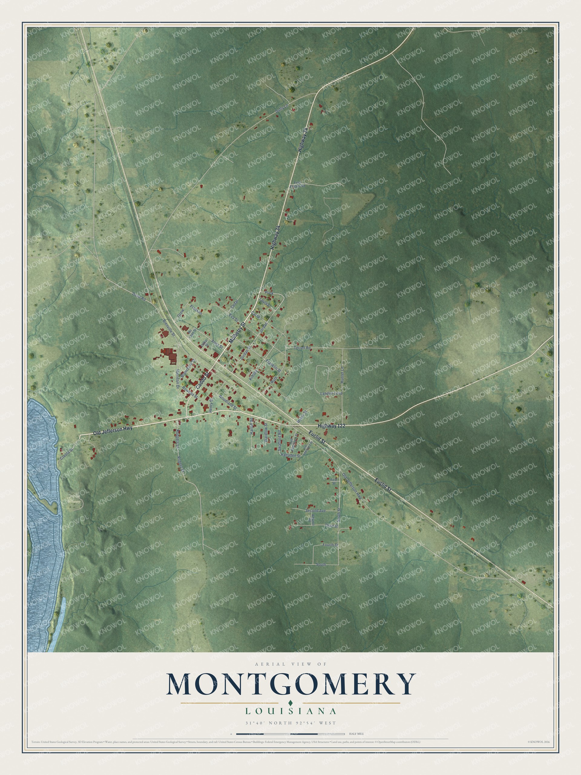 Watermarked full-map preview of Montgomery, Louisiana