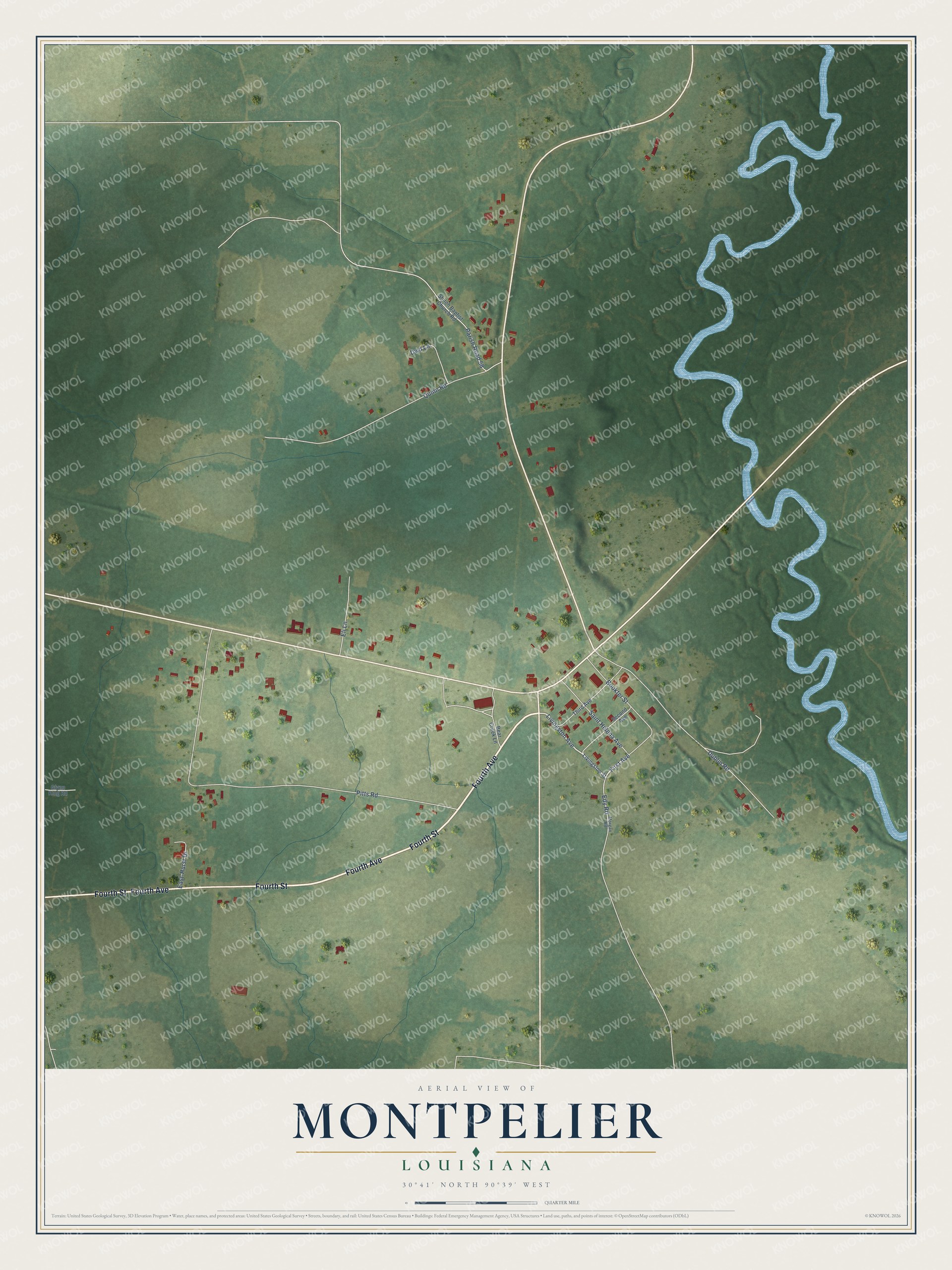 Watermarked full-map preview of Montpelier, Louisiana