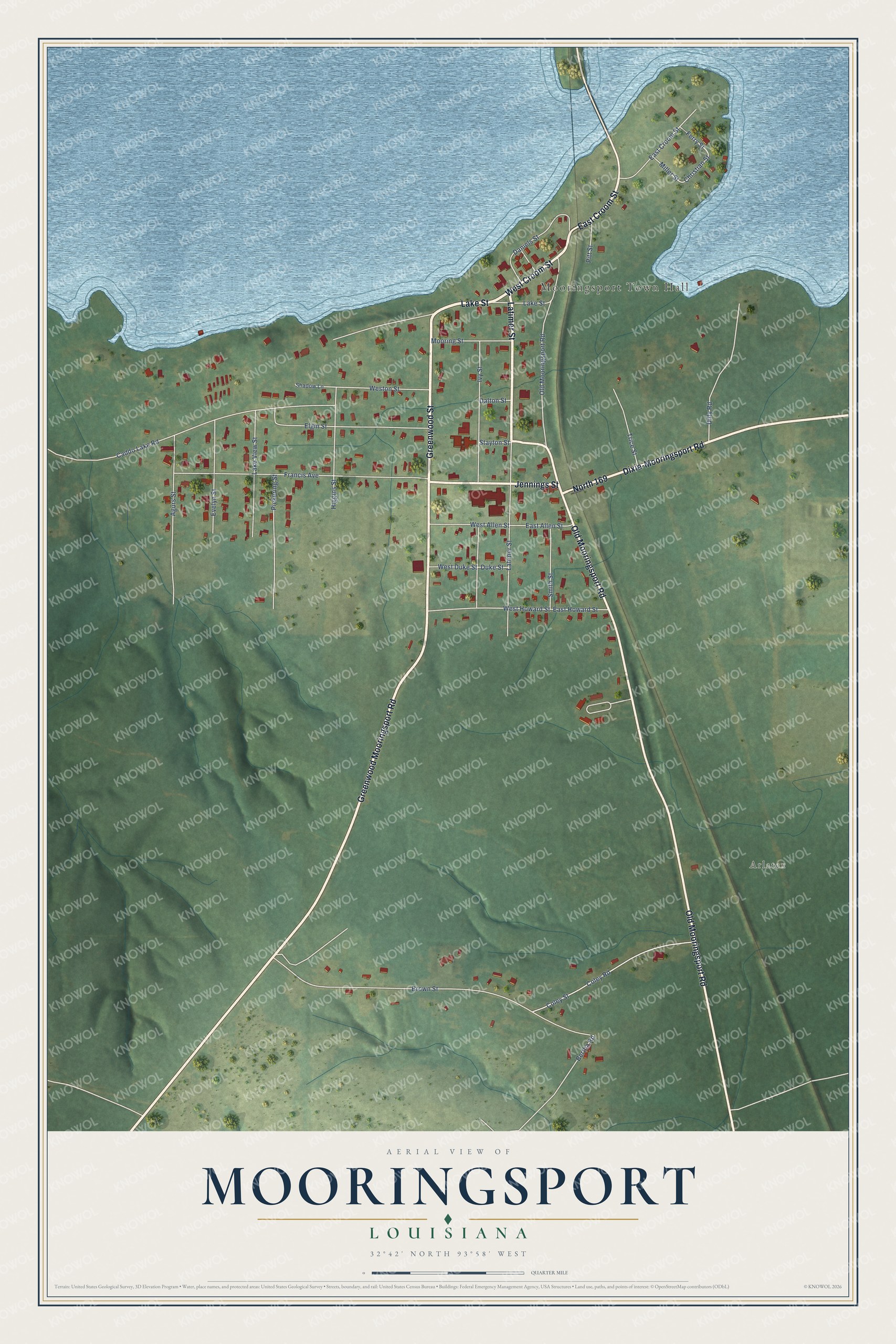 Watermarked full-map preview of Mooringsport, Louisiana