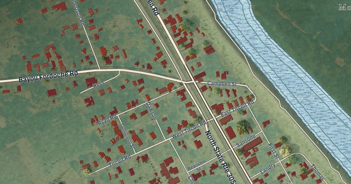Map of Morganza, Louisiana in 2026