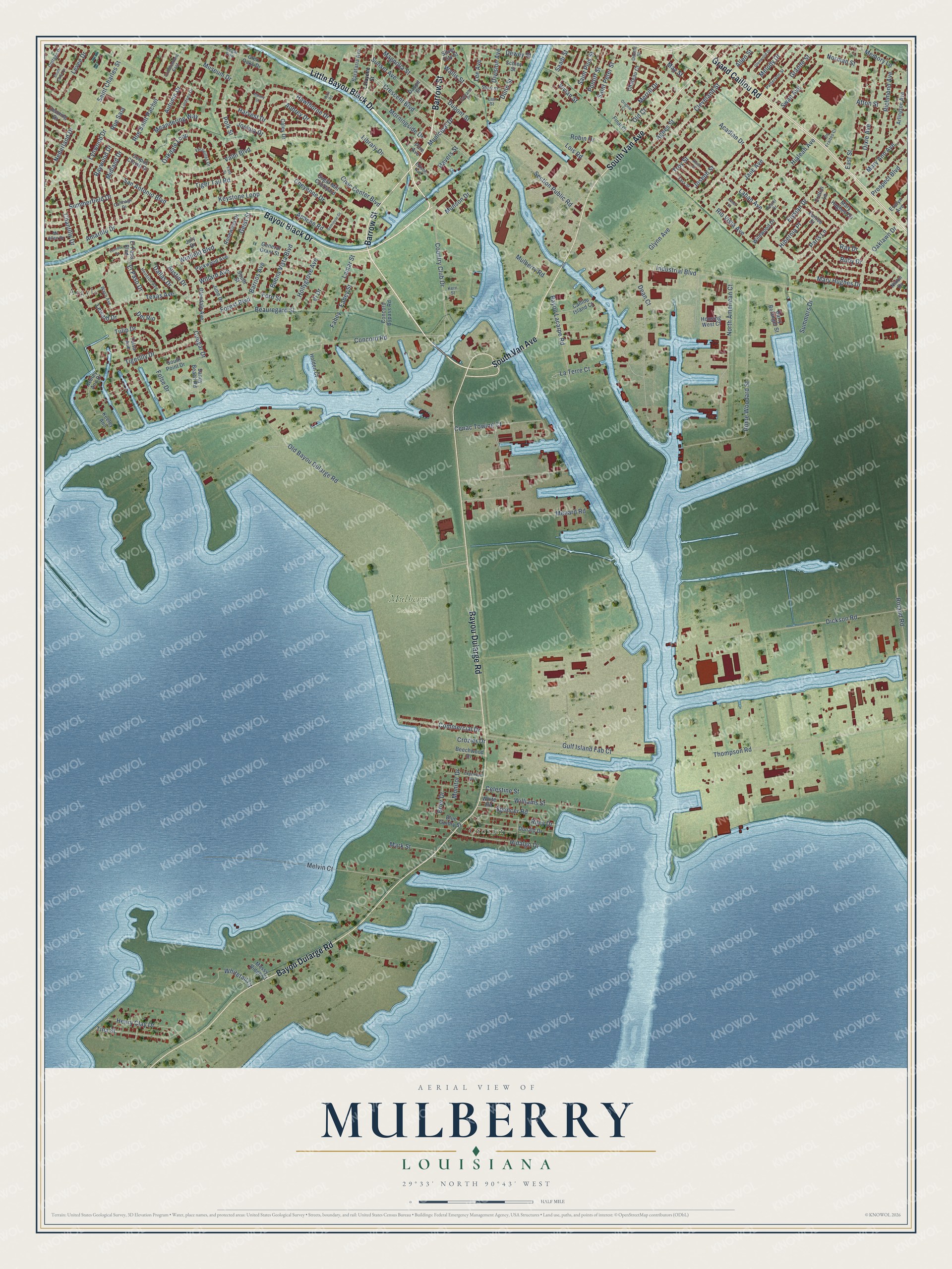 Watermarked full-map preview of Mulberry, Louisiana