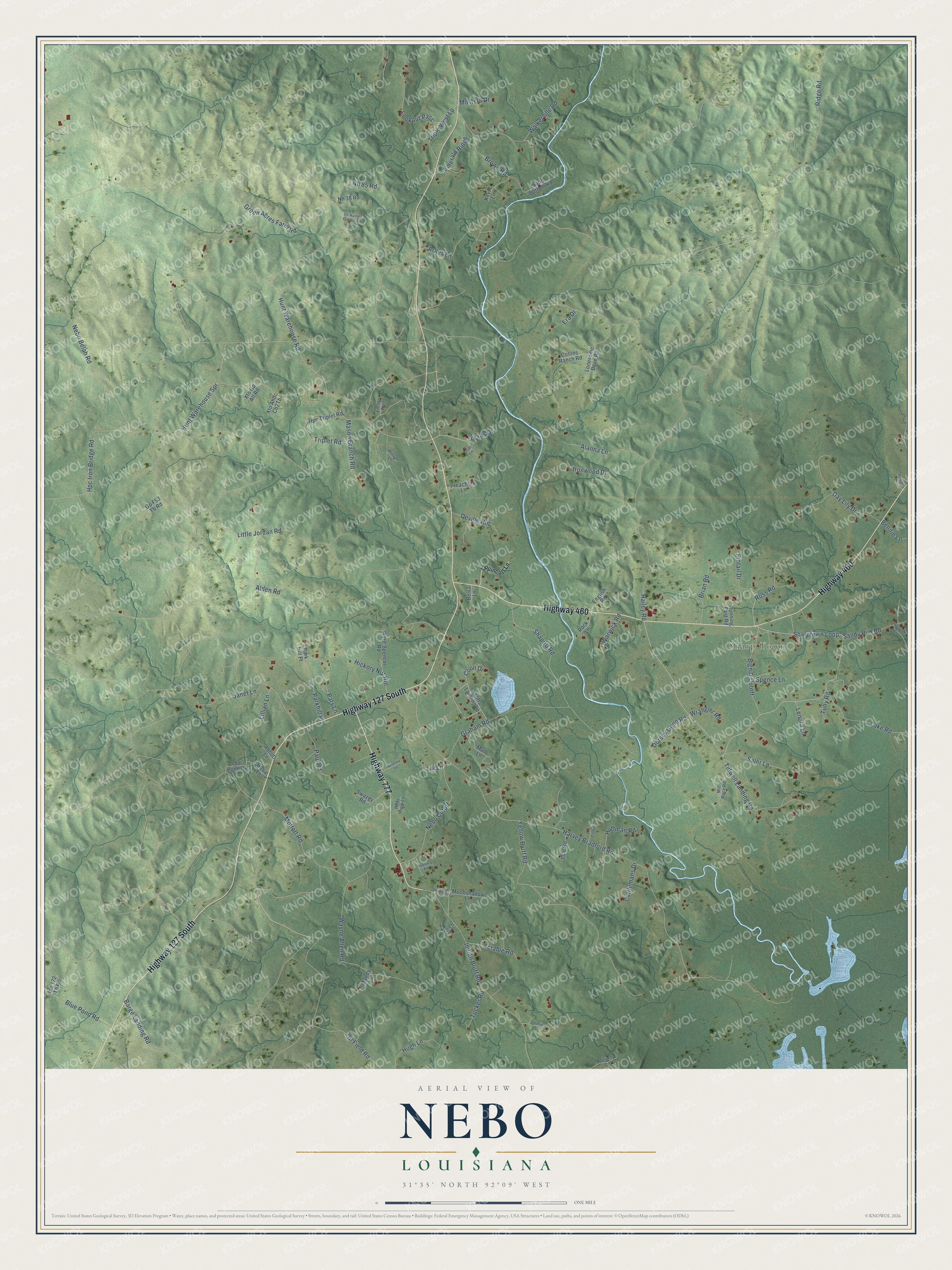 Watermarked full-map preview of Nebo, Louisiana